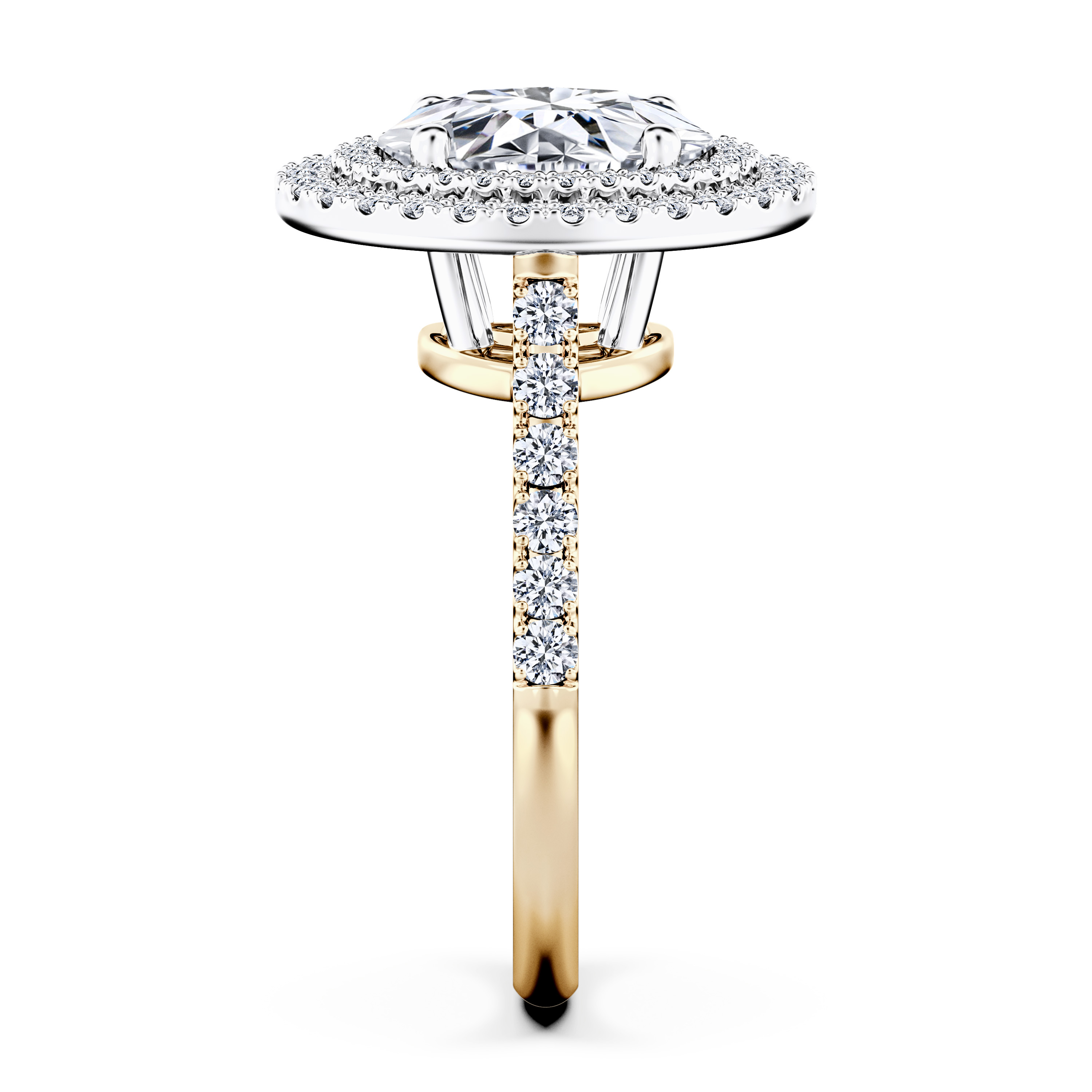 Celestial Halo Diamond Engagement Ring in 18ct Yellow Gold with Oval Centre Stone Alternate shot 3