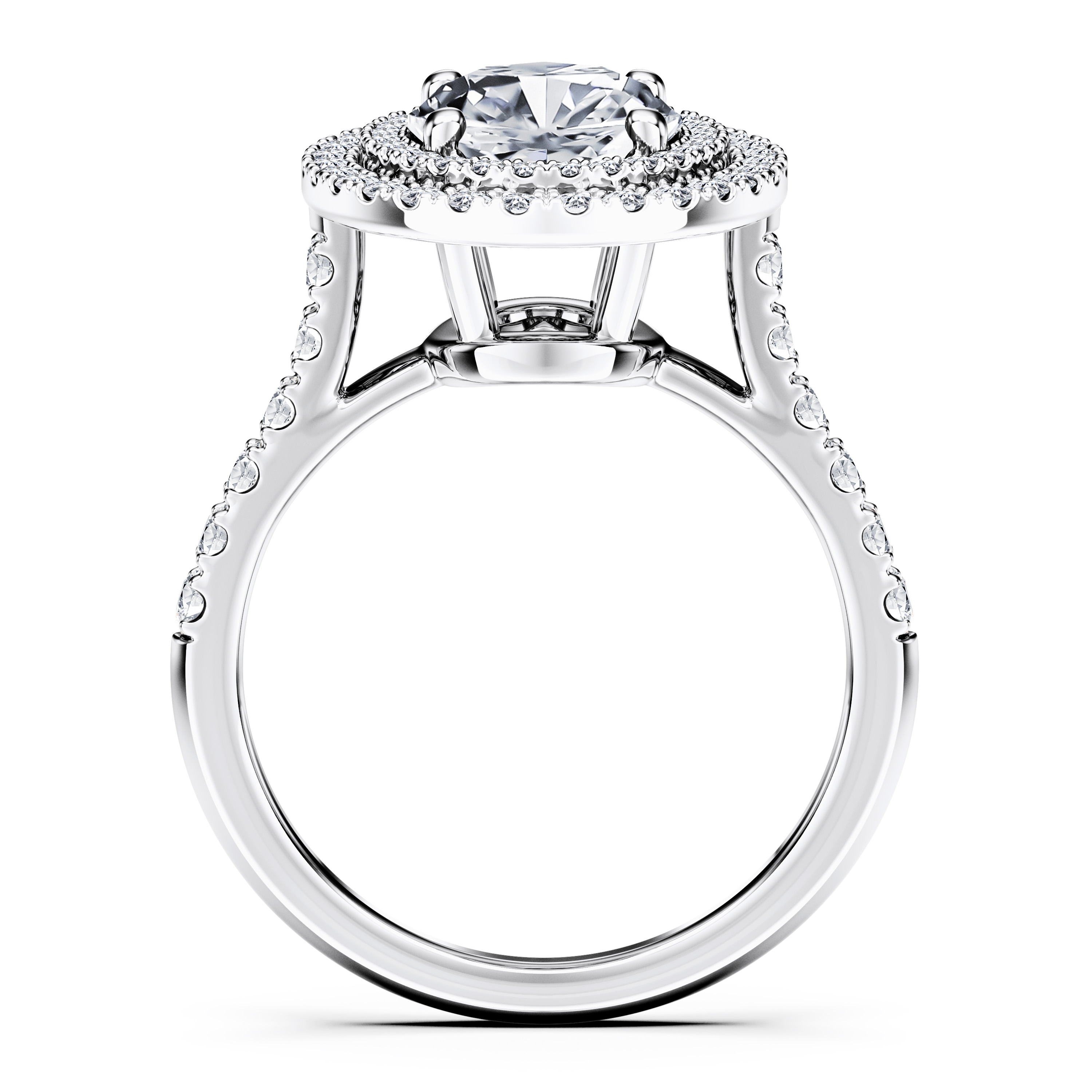 Celestial Halo Diamond Engagement Ring in Platinum with Oval Centre Stone Alternate shot 4