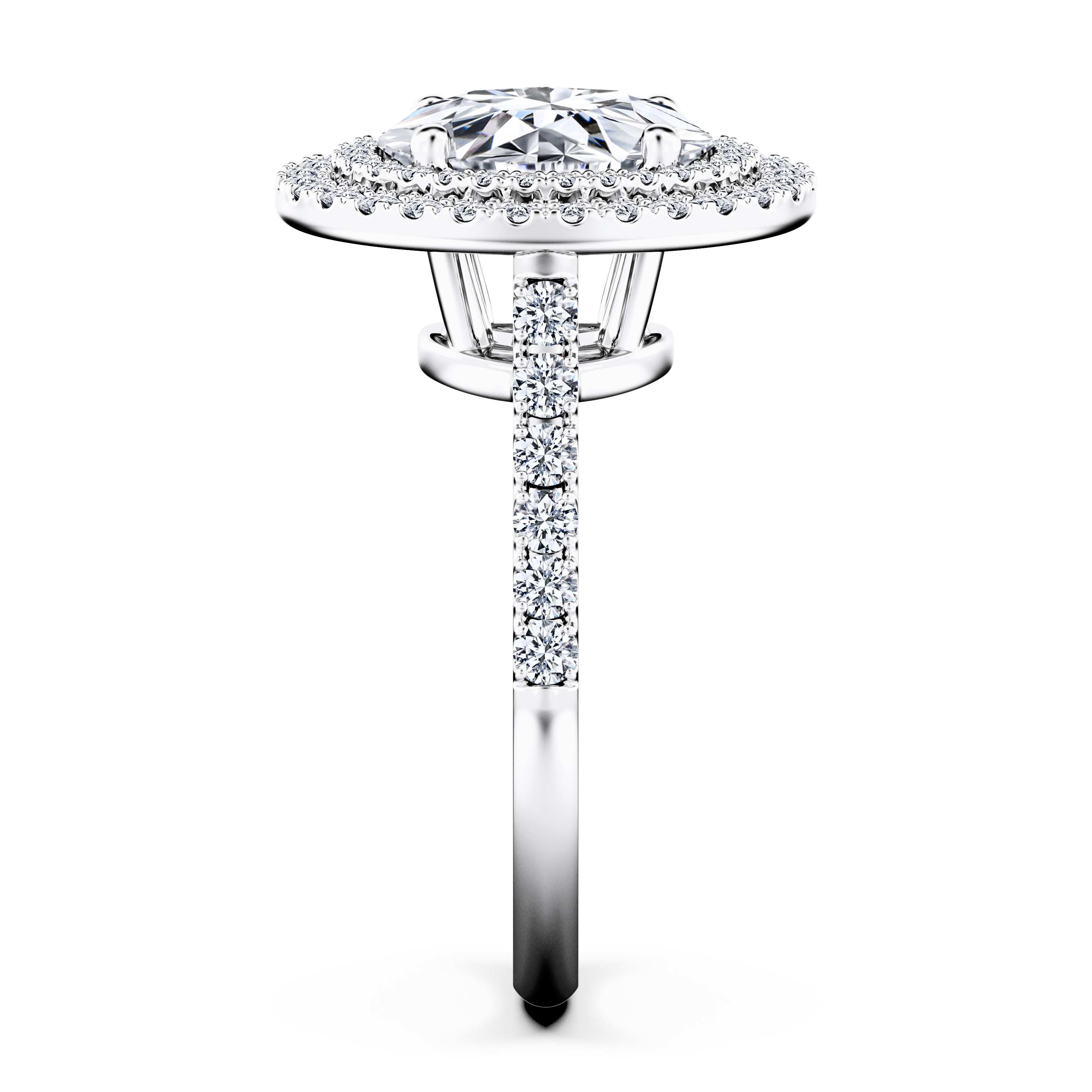 Celestial Halo Diamond Engagement Ring in 18ct White Gold with Oval Centre Stone Alternate shot 3