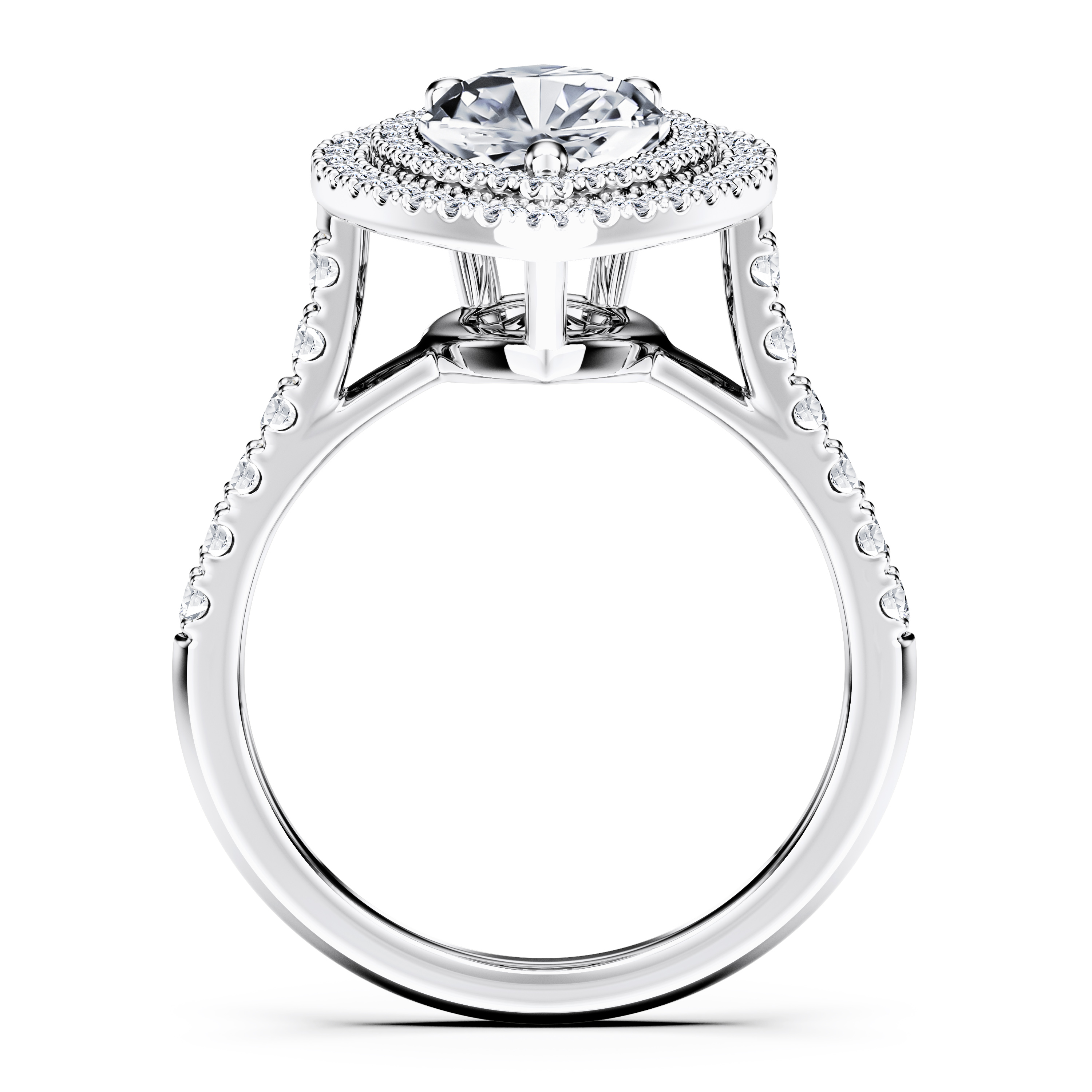 Celestial Halo Diamond Engagement Ring in 18ct White Gold with Pear Centre Stone Alternate shot 4
