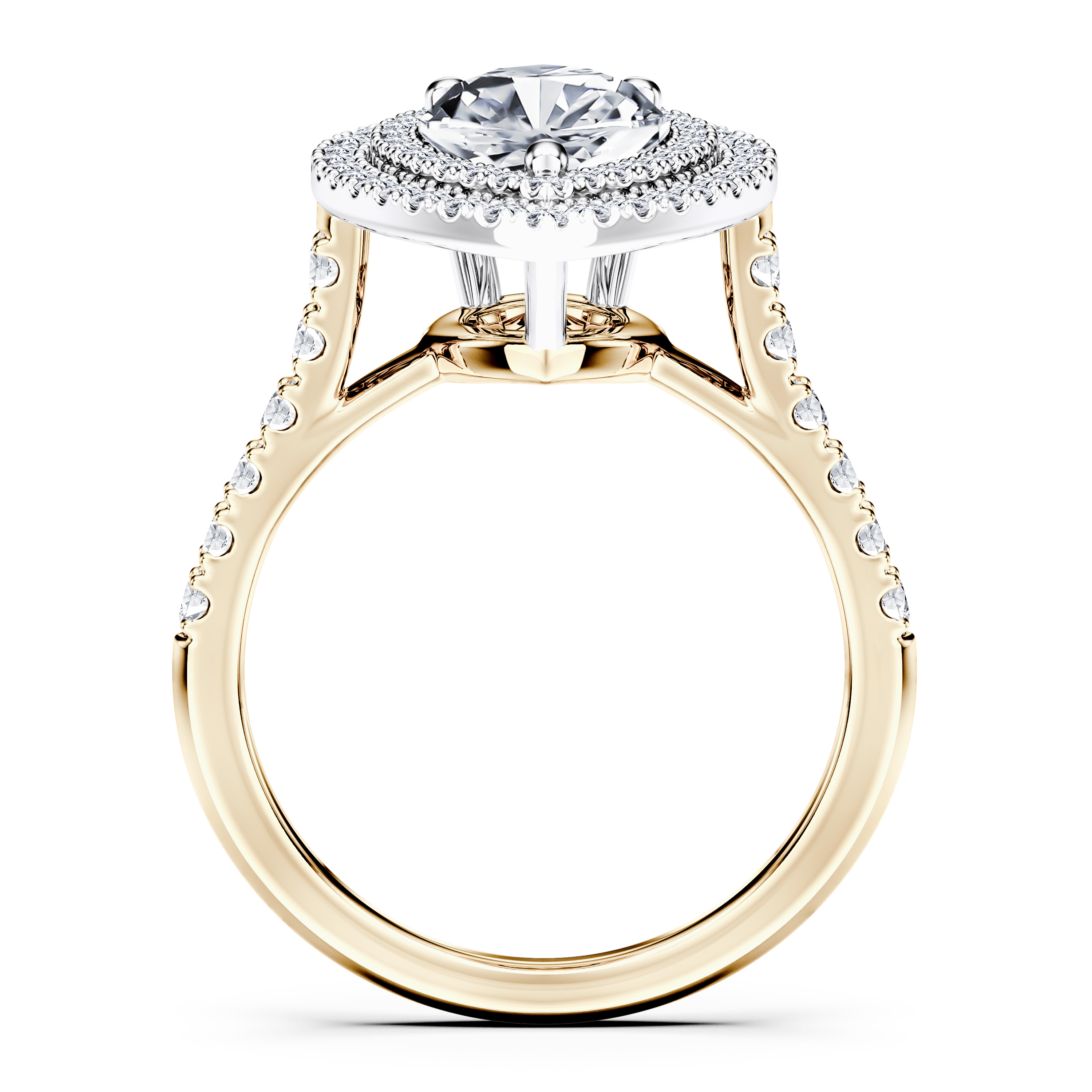 Celestial Halo Diamond Engagement Ring in 18ct Yellow Gold with Pear Centre Stone Alternate shot 4