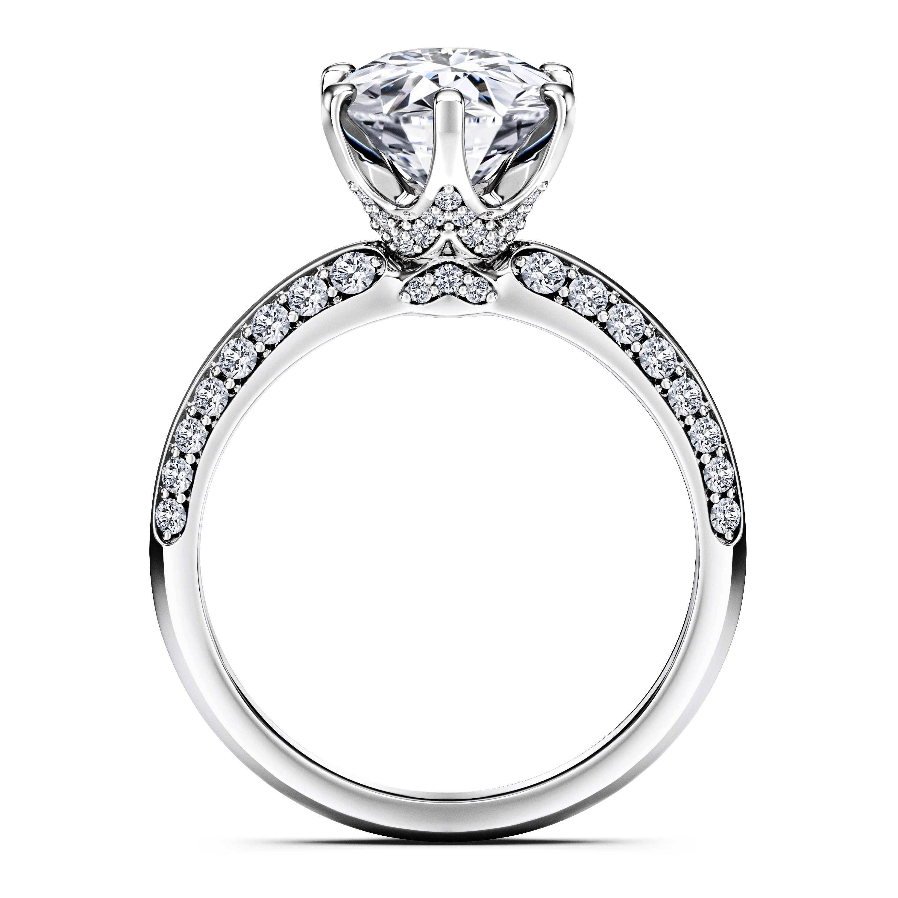 The Moon Ocean Side Stones Diamond Engagement Ring in 18ct White Gold with Round Centre Stone Alternate shot 4