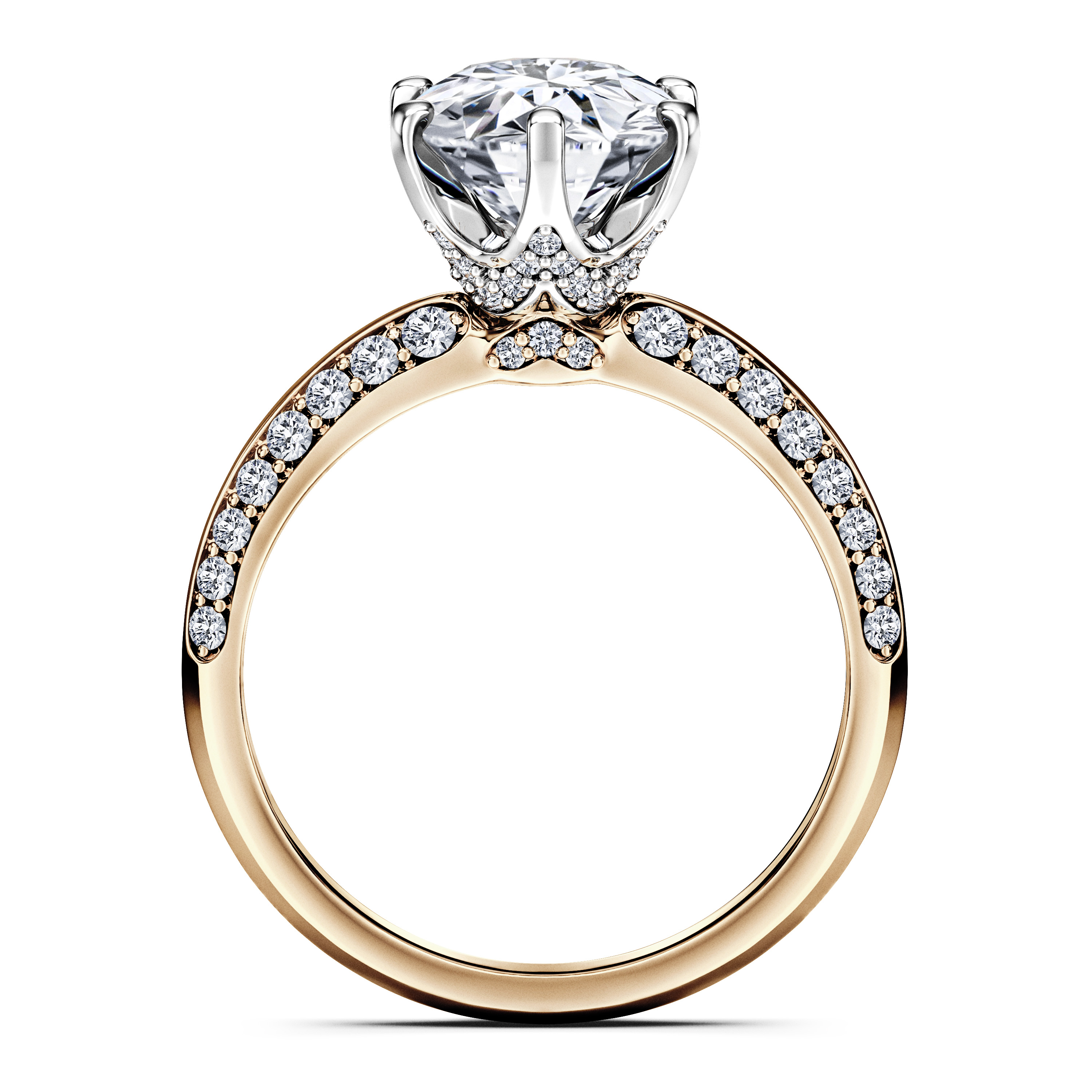 The Moon Ocean Side Stones Diamond Engagement Ring in 18ct Yellow Gold with Round Centre Stone Alternate shot 4