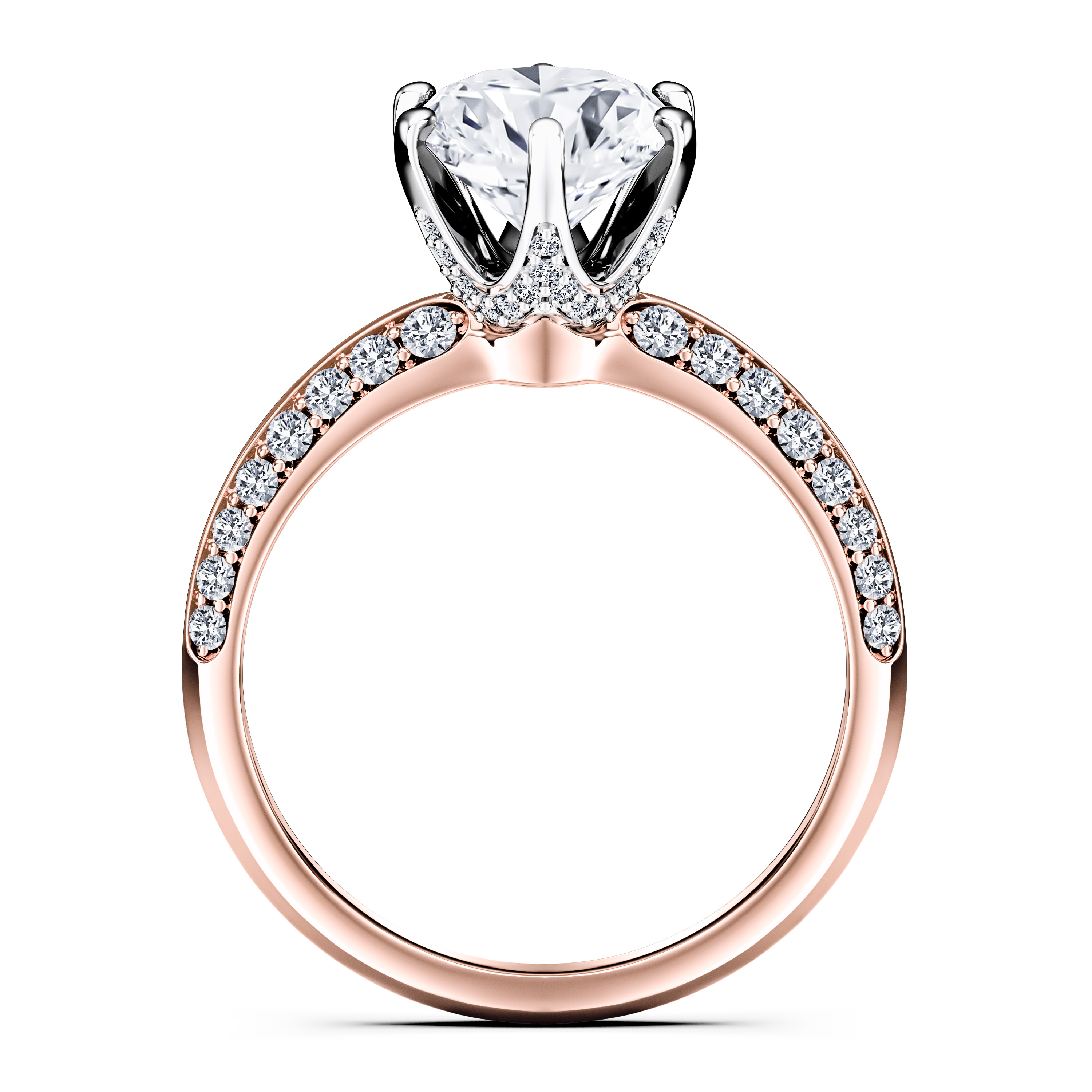The Moon Ocean Side Stones Diamond Engagement Ring in 18ct Rose Gold with Oval Centre Stone Alternate shot 4