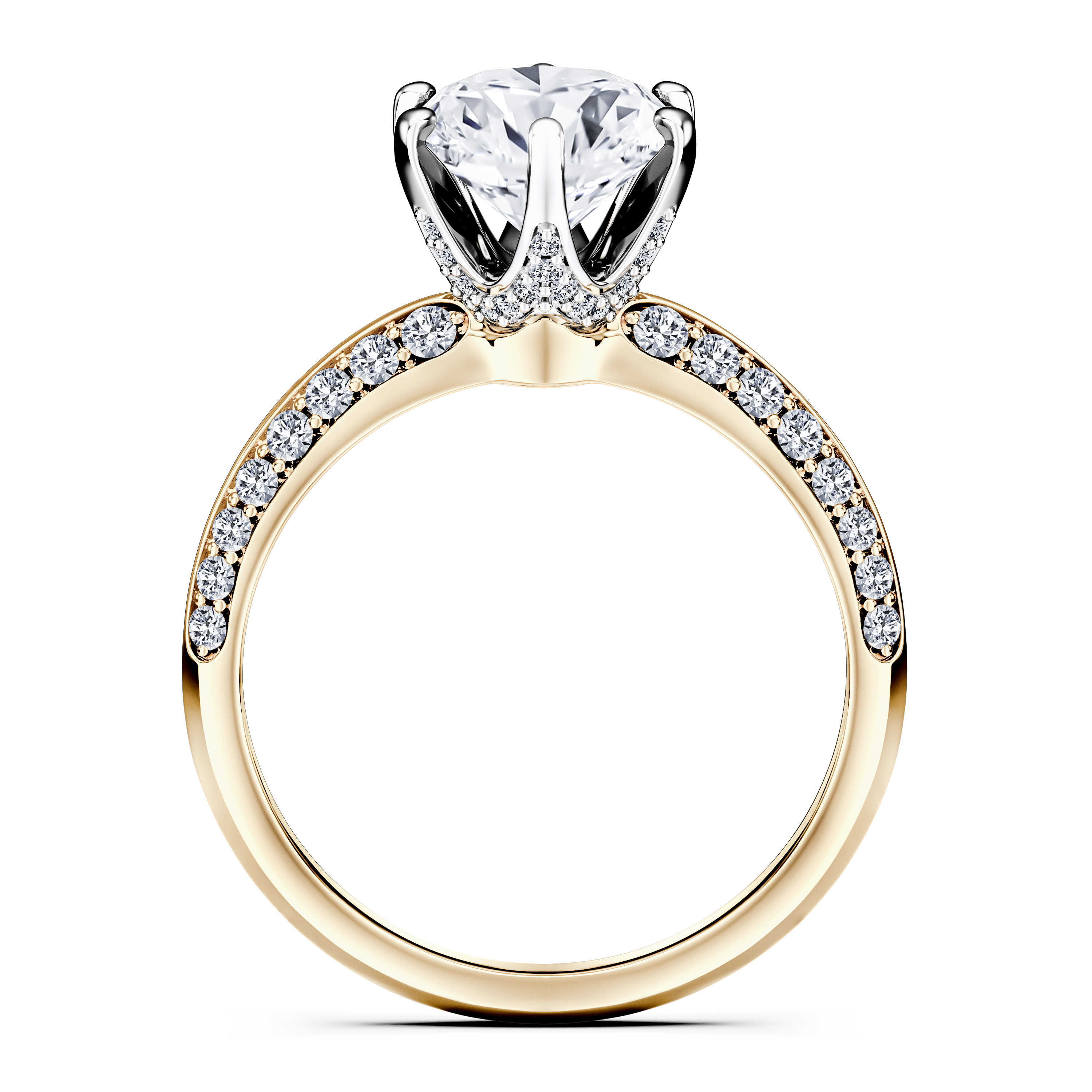 The Moon Ocean Side Stones Diamond Engagement Ring in 18ct Yellow Gold with Oval Centre Stone Alternate shot 4