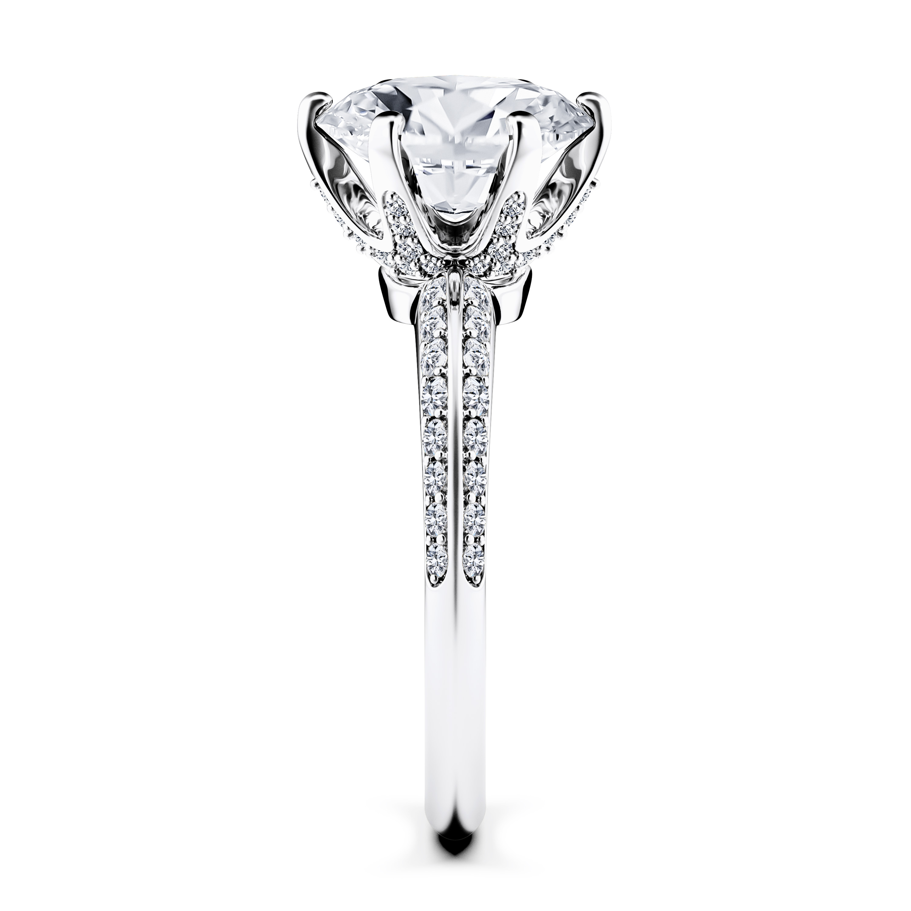 The Moon Ocean Side Stones Diamond Engagement Ring in 18ct White Gold with Oval Centre Stone Alternate shot 3