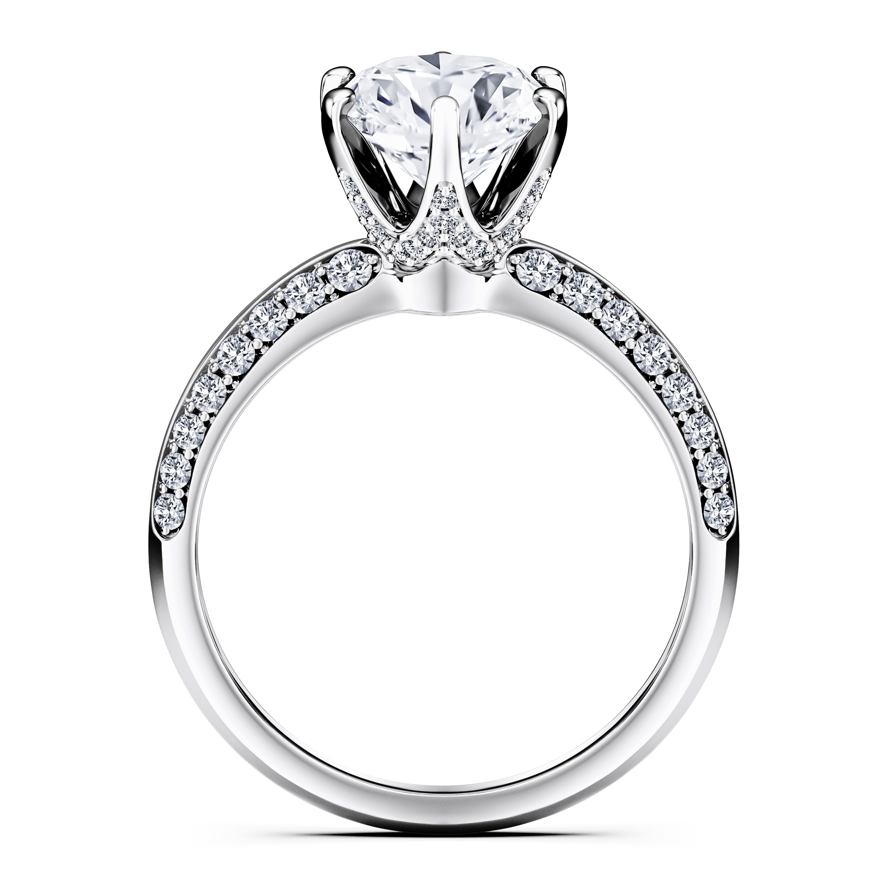 The Moon Ocean Side Stones Diamond Engagement Ring in 18ct White Gold with Oval Centre Stone Alternate shot 4
