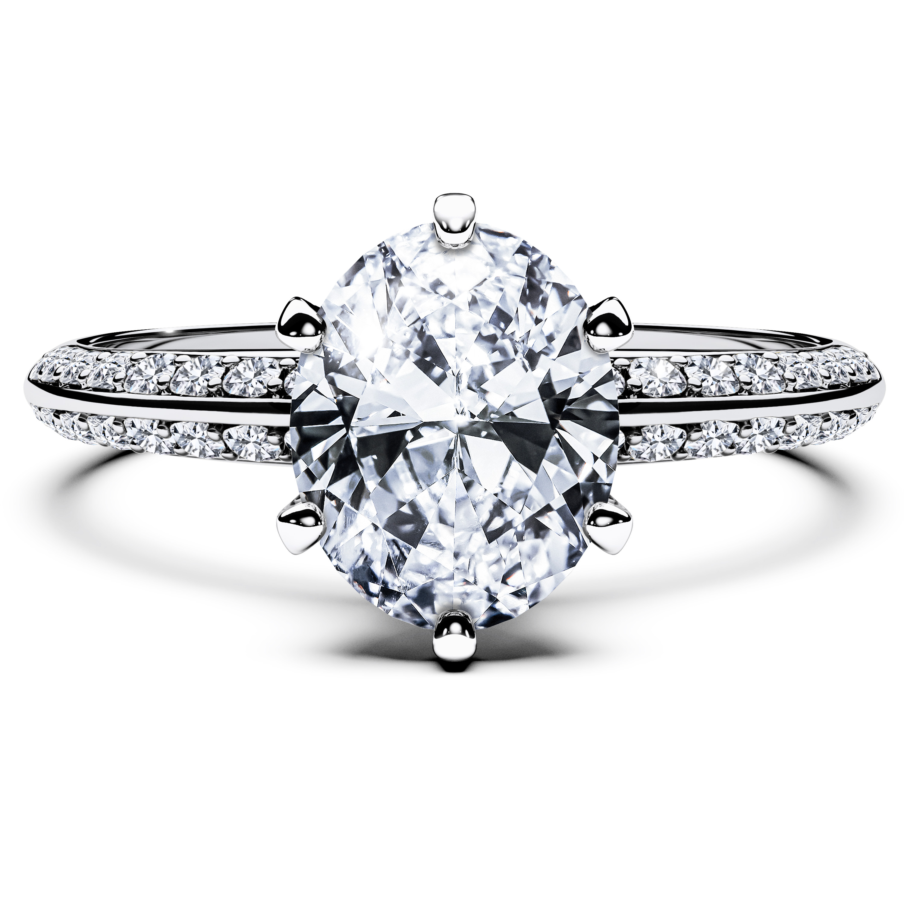 Side Stones, Platinum Diamond Engagement Ring The Moon Ocean Crown Ring Oval