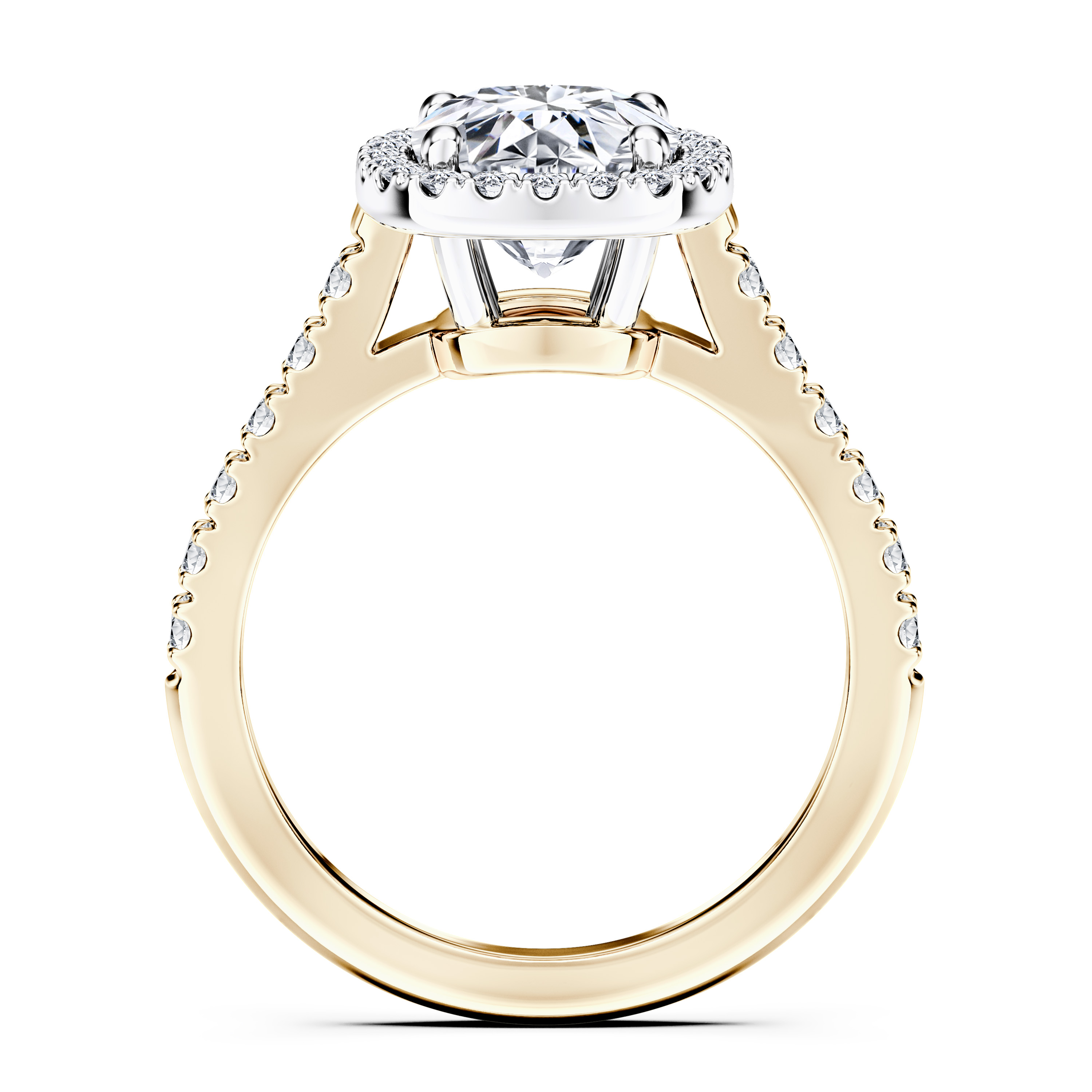 Celestial Halo Diamond Engagement Ring in 18ct Yellow Gold with Cushion Centre Stone Alternate shot 4