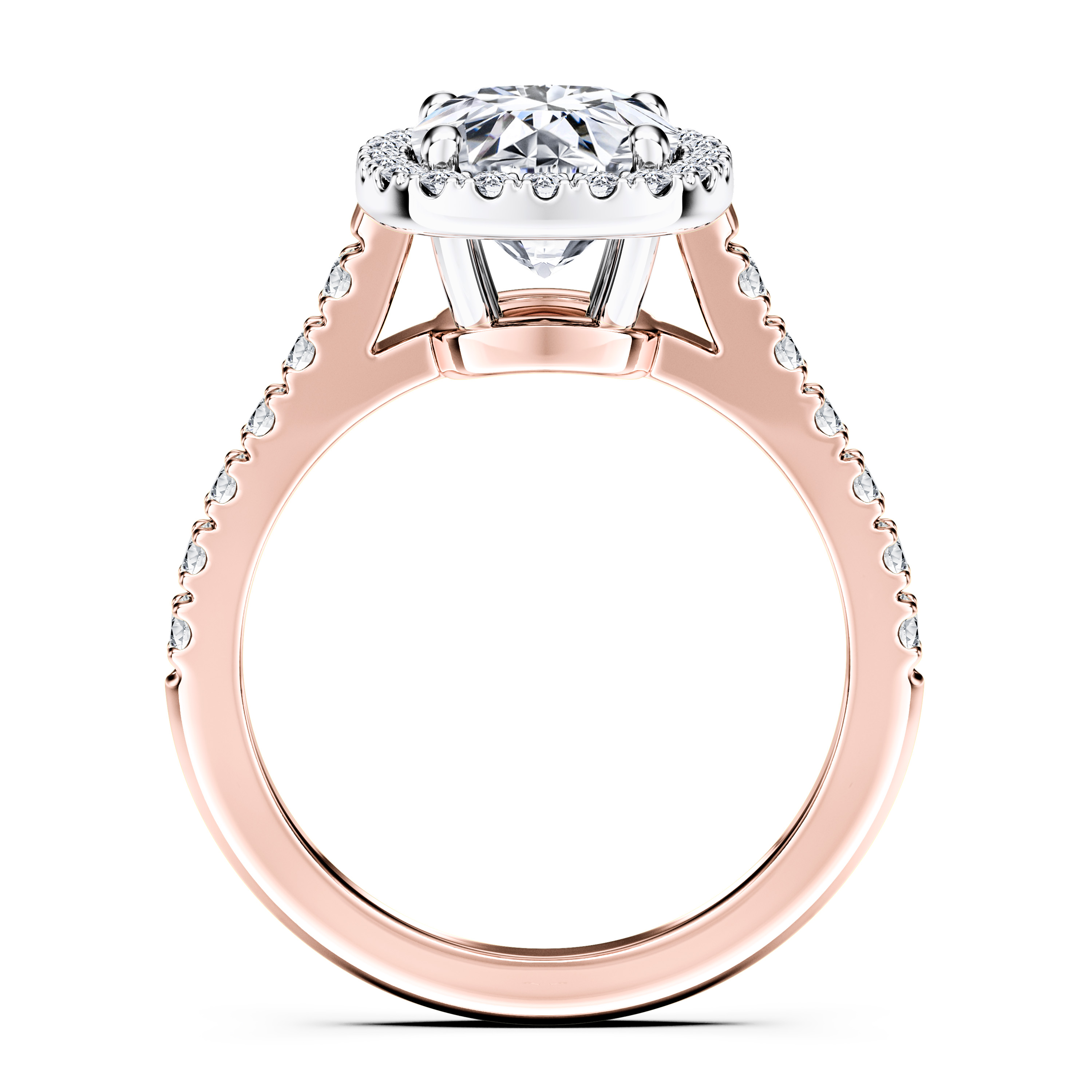 Celestial Halo Diamond Engagement Ring in 18ct Rose Gold with Cushion Centre Stone Alternate shot 3