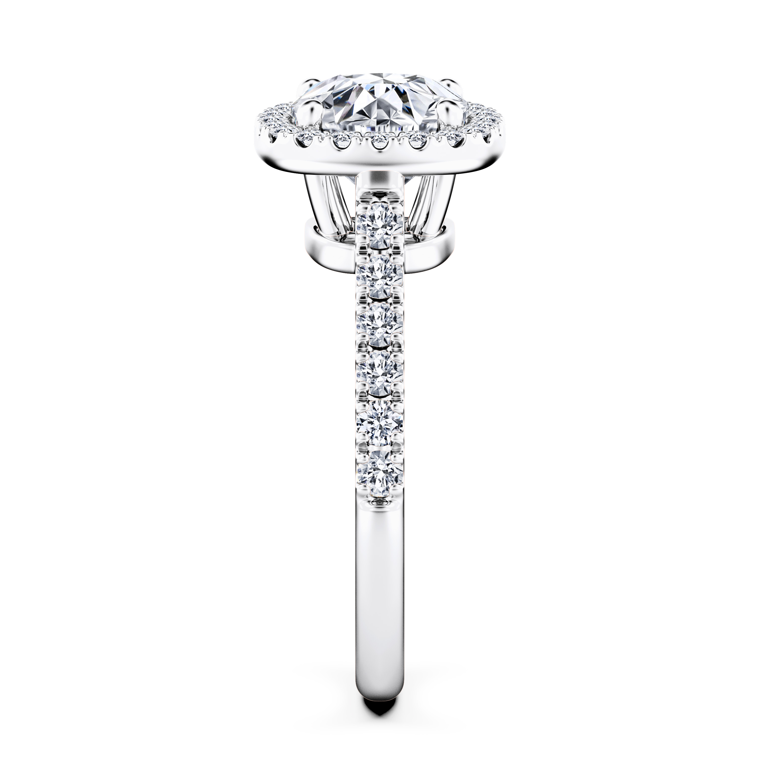 Celestial Halo Diamond Engagement Ring in 18ct White Gold with Cushion Centre Stone Alternate shot 3