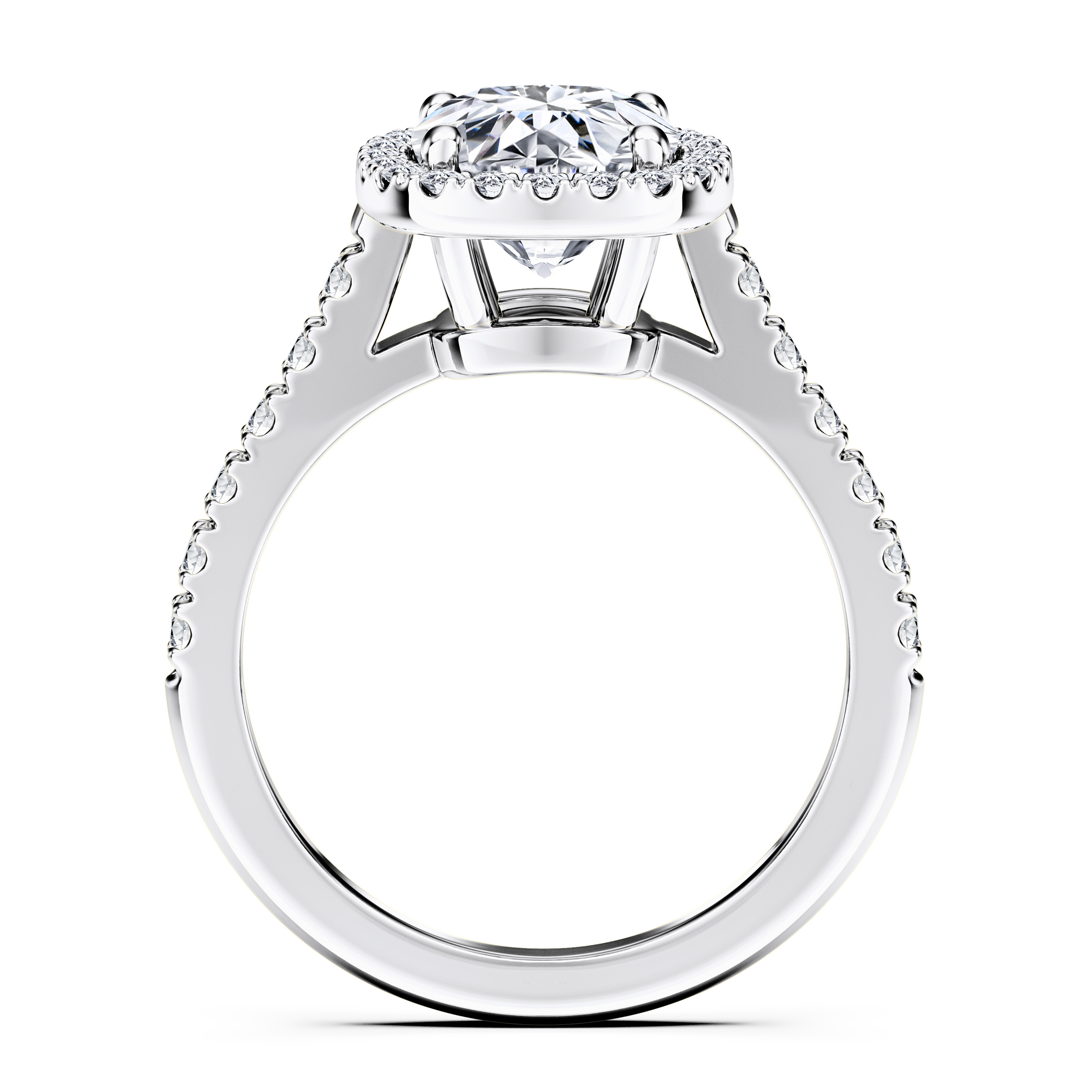 Celestial Halo Diamond Engagement Ring in 18ct White Gold with Cushion Centre Stone Alternate shot 4