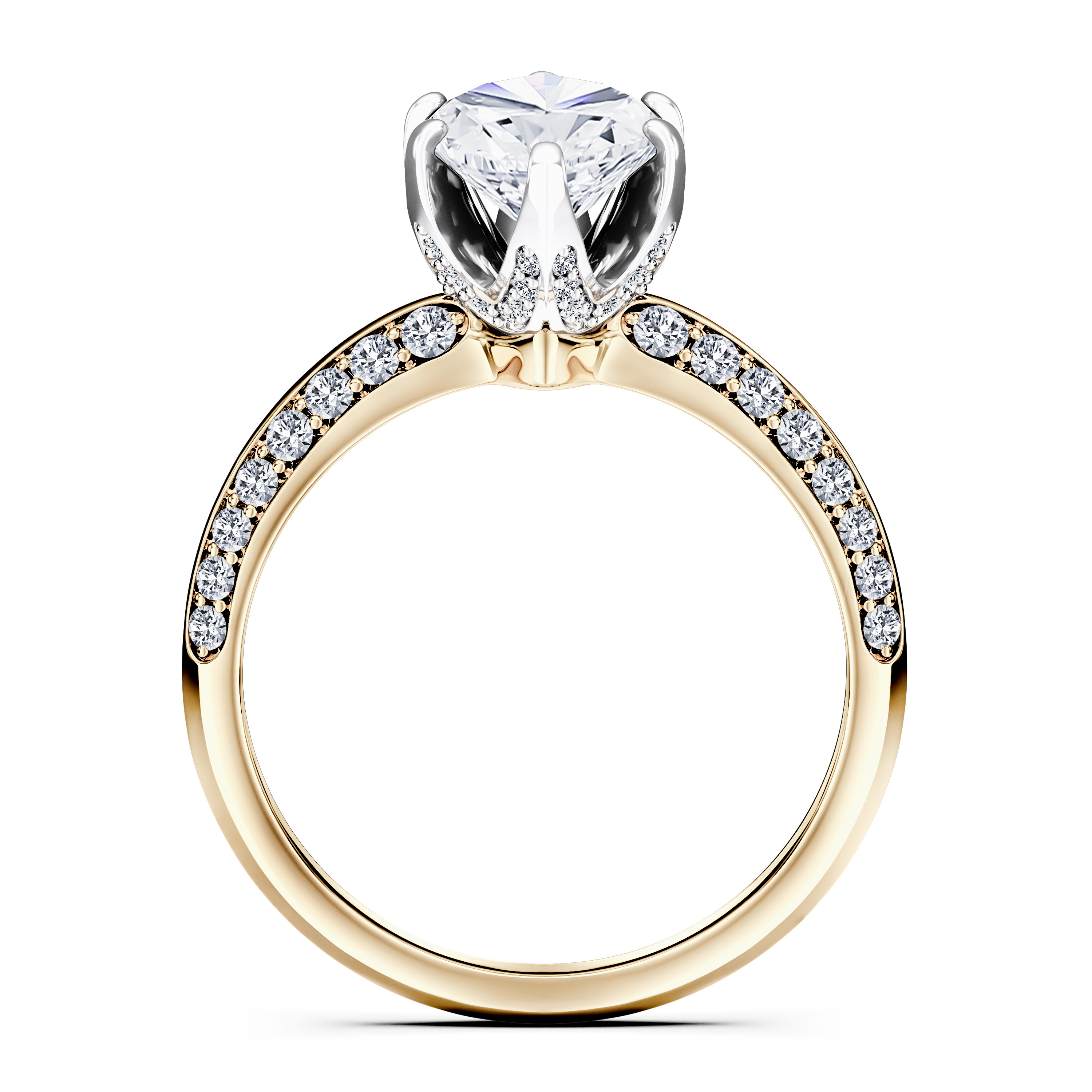 The Moon Ocean Side Stones Diamond Engagement Ring in 18ct Yellow Gold with Marquise Centre Stone Alternate shot 4