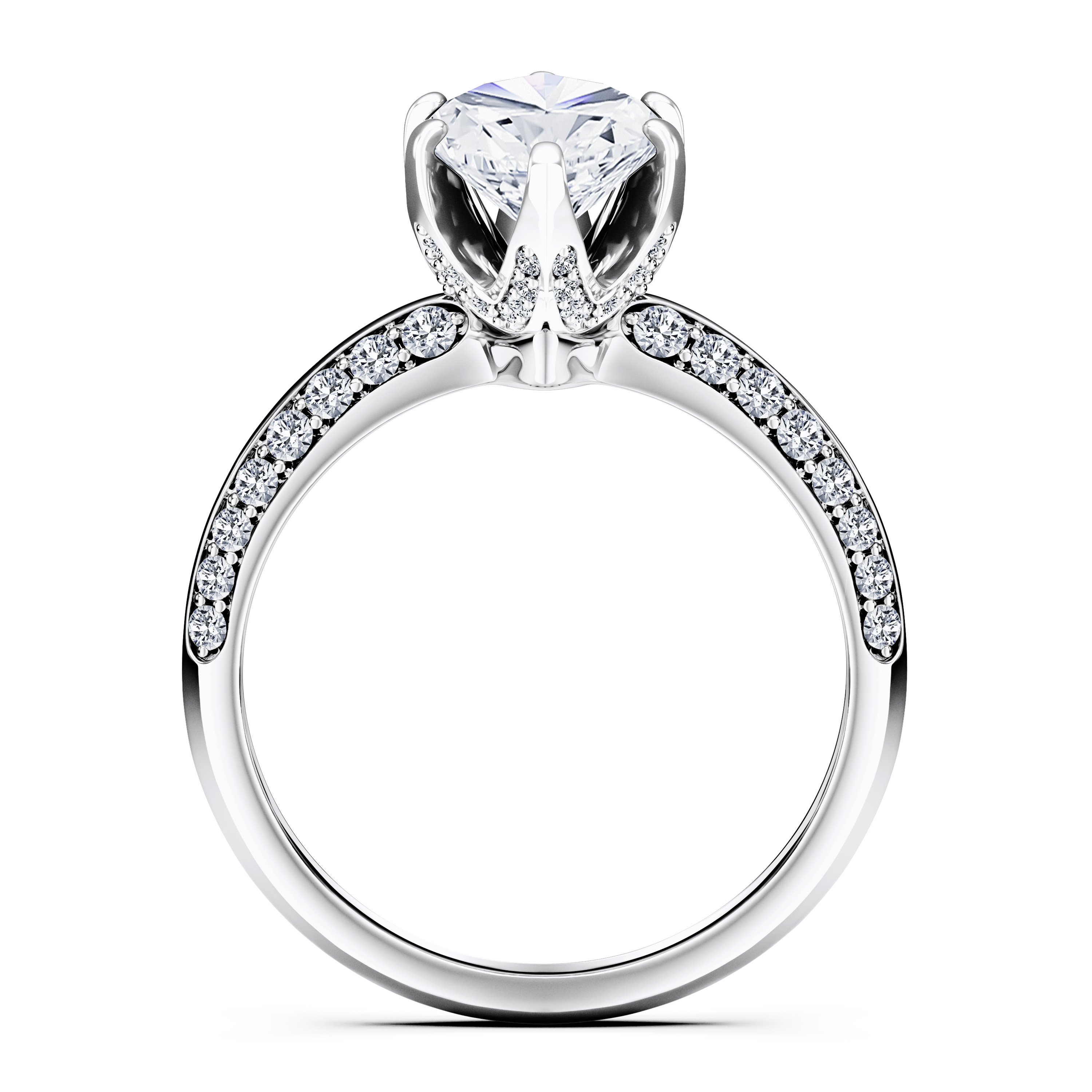 The Moon Ocean Side Stones Diamond Engagement Ring in 18ct White Gold with Marquise Centre Stone Alternate shot 4