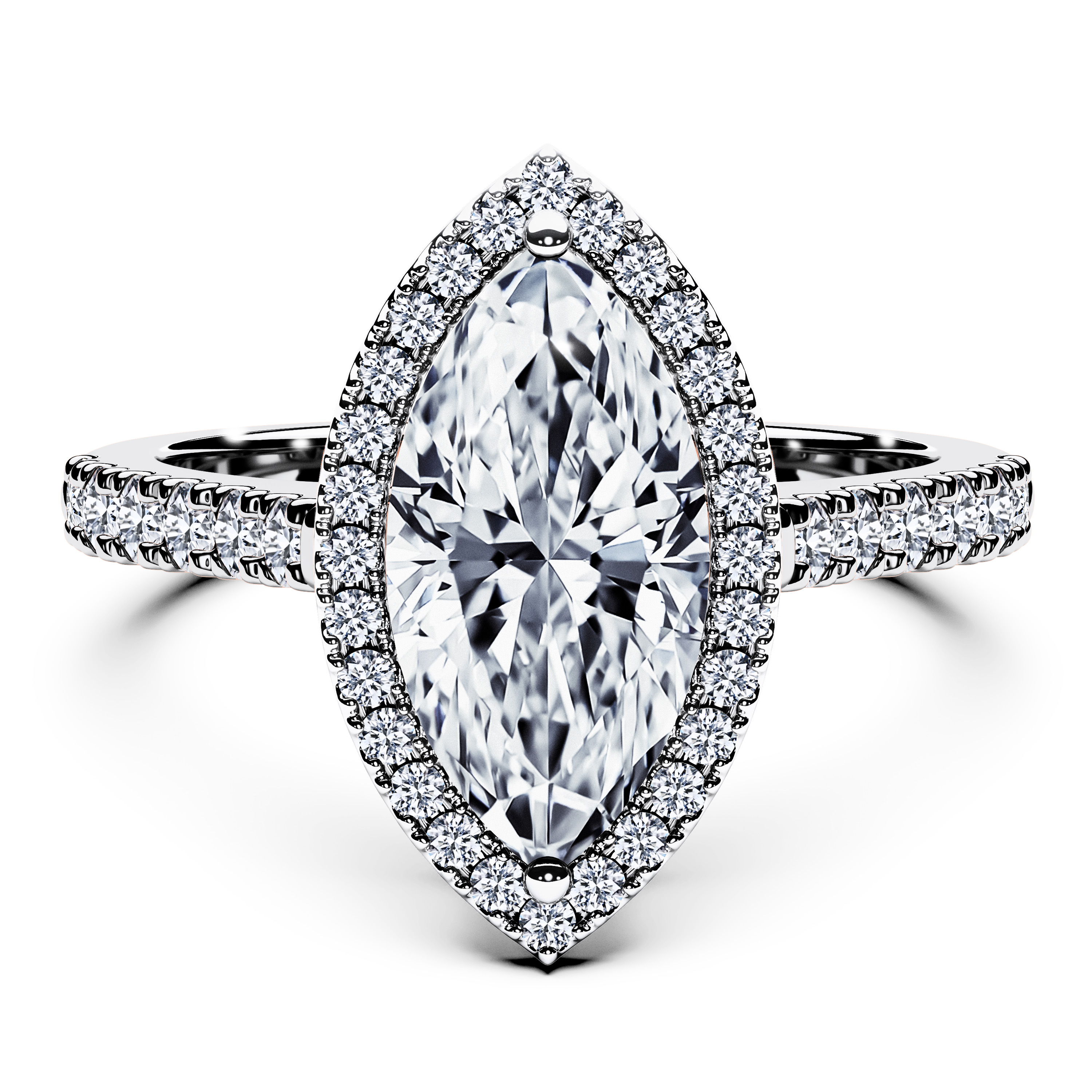 Halo, 18ct White Gold Diamond Engagement Ring Celestial Halo Ring Marquise