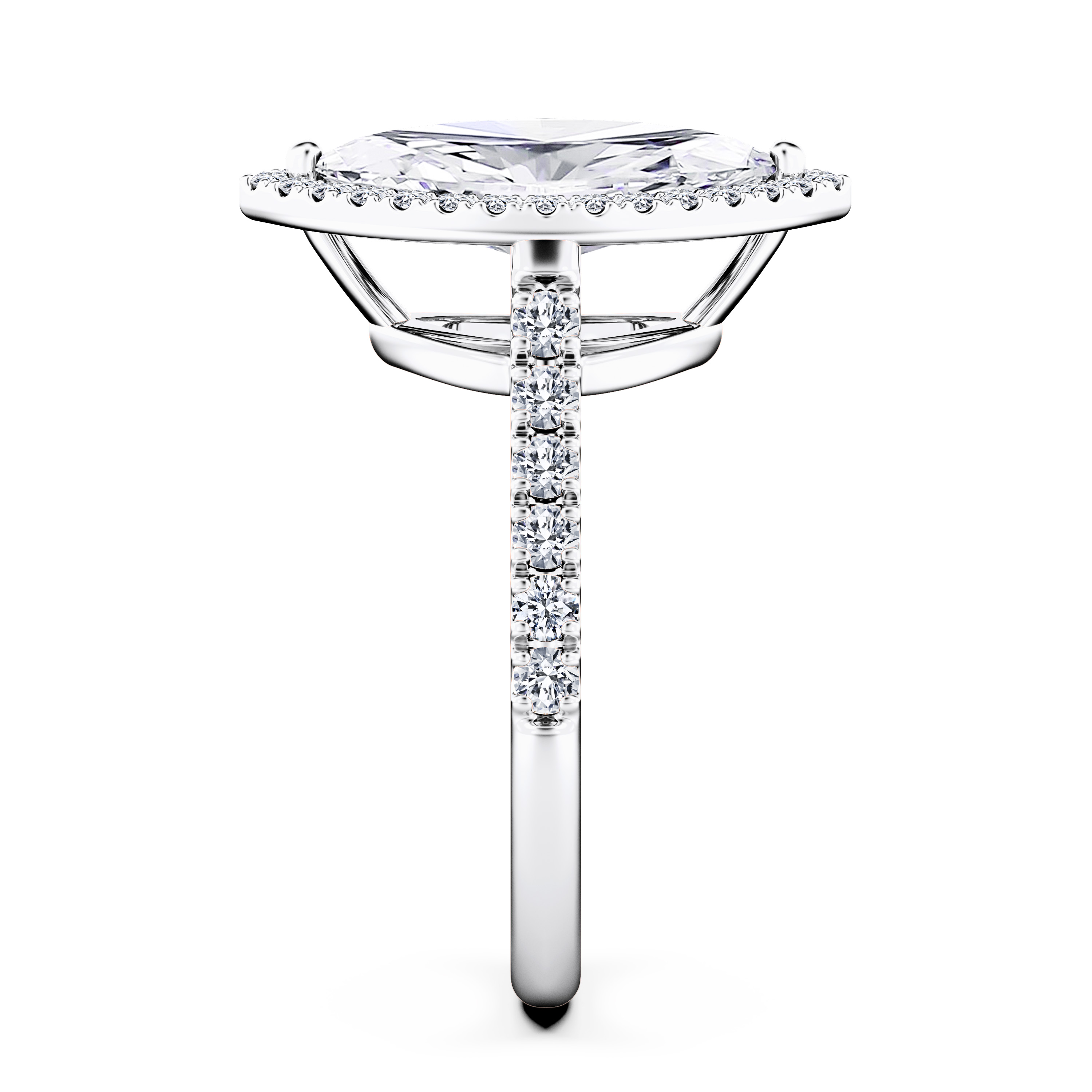 Celestial Halo Diamond Engagement Ring in 18ct White Gold with Marquise Centre Stone Alternate shot 3