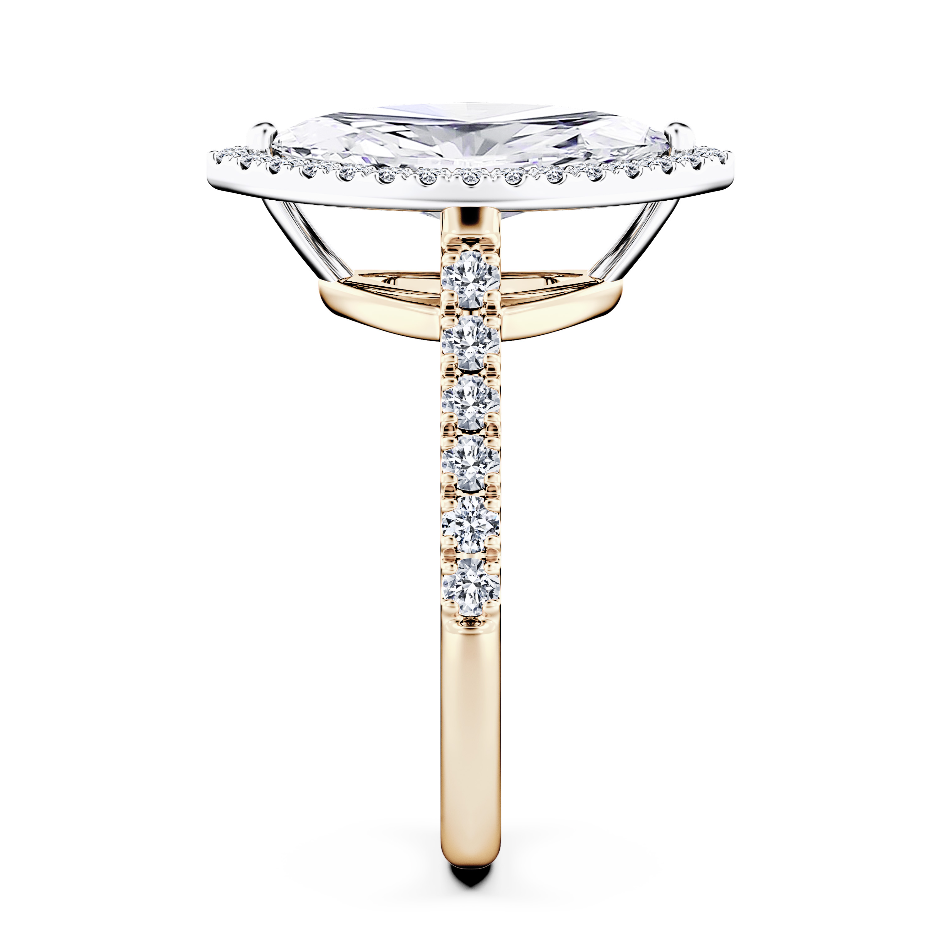 Celestial Halo Diamond Engagement Ring in 18ct Yellow Gold with Marquise Centre Stone Alternate shot 3