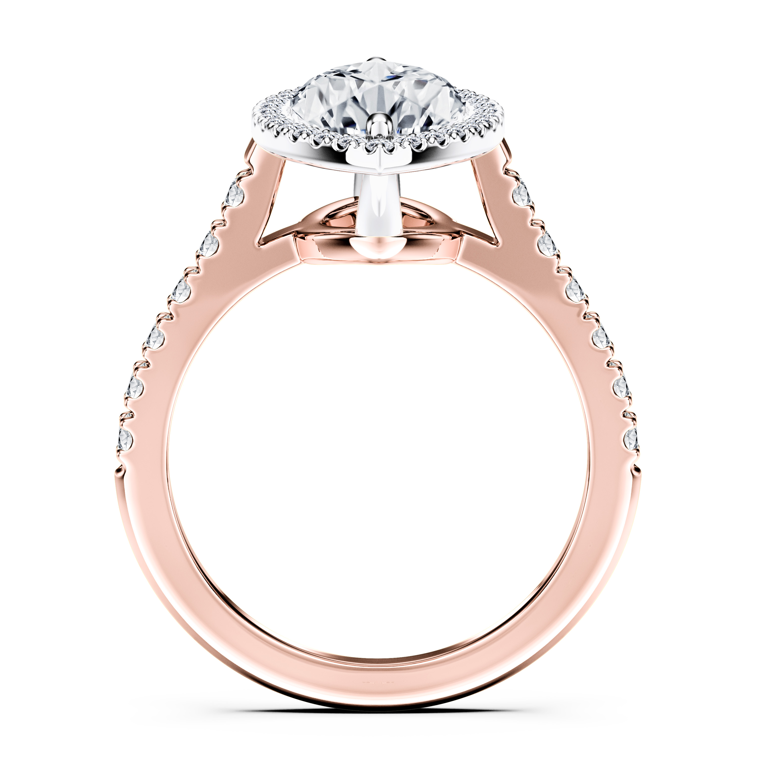 Celestial Halo Diamond Engagement Ring in 18ct Rose Gold with Marquise Centre Stone Alternate shot 4