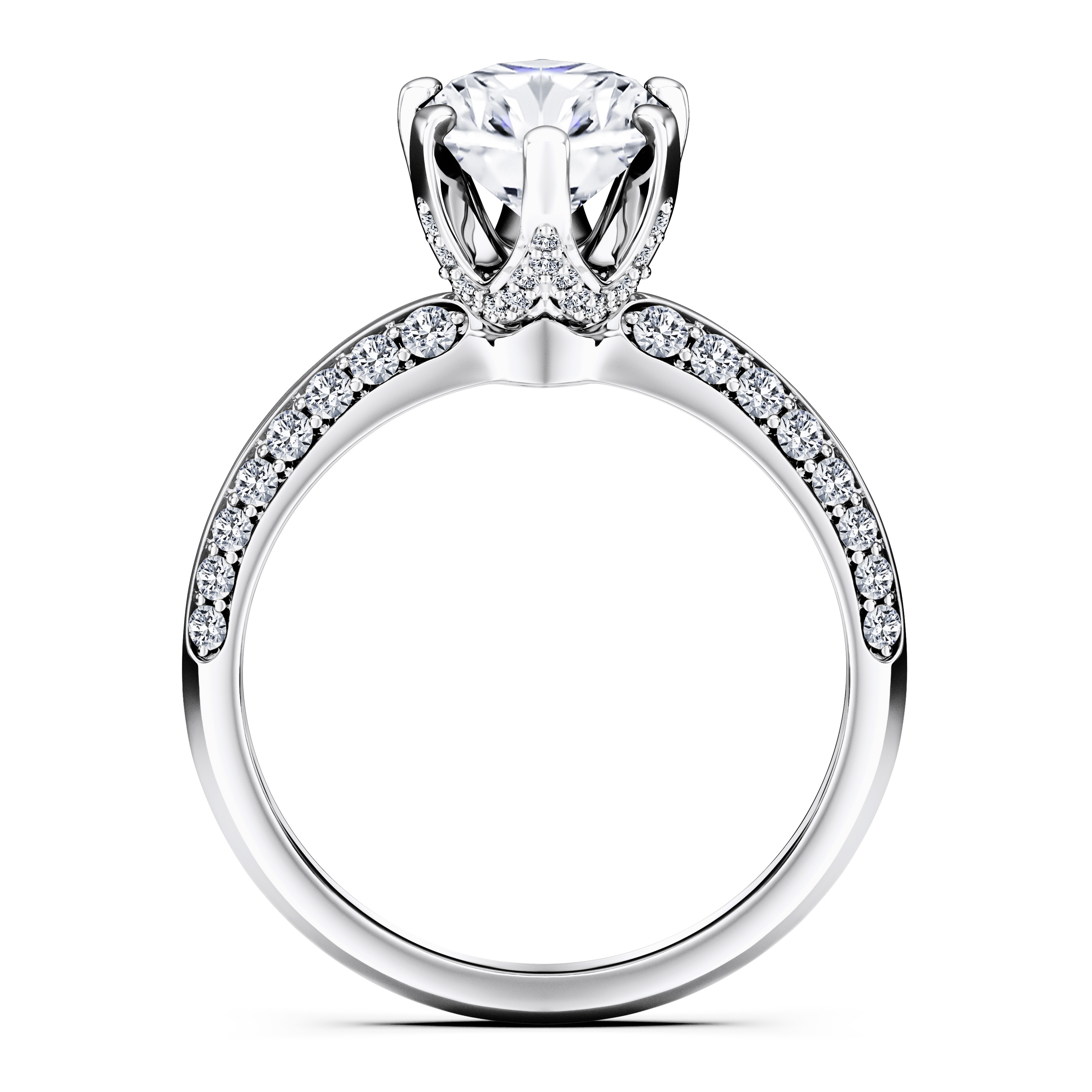 The Moon Ocean Side Stones Diamond Engagement Ring in 18ct White Gold with Pear Centre Stone Alternate shot 4