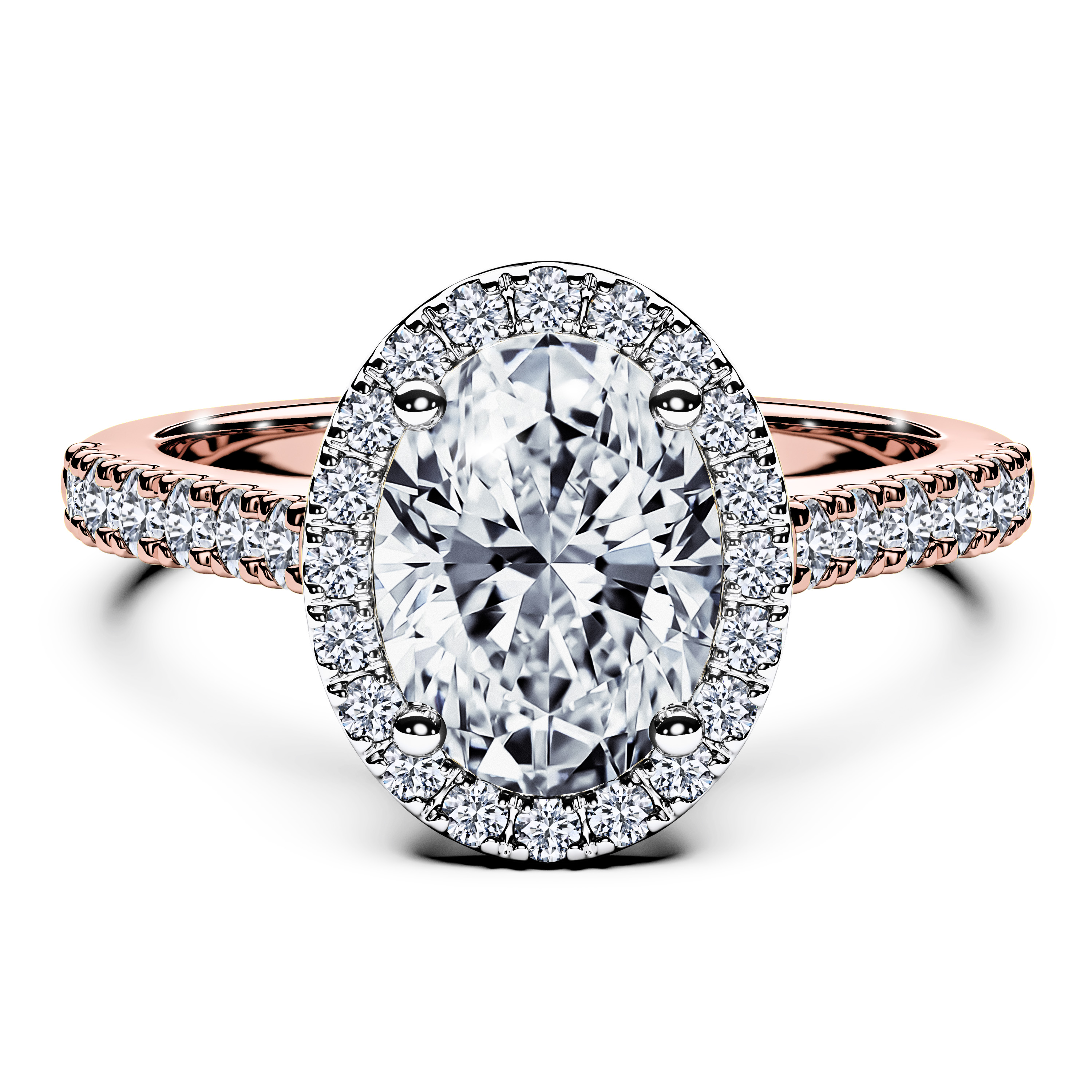 Halo, 18ct Rose Gold Diamond Engagement Ring Celestial Halo Ring Oval