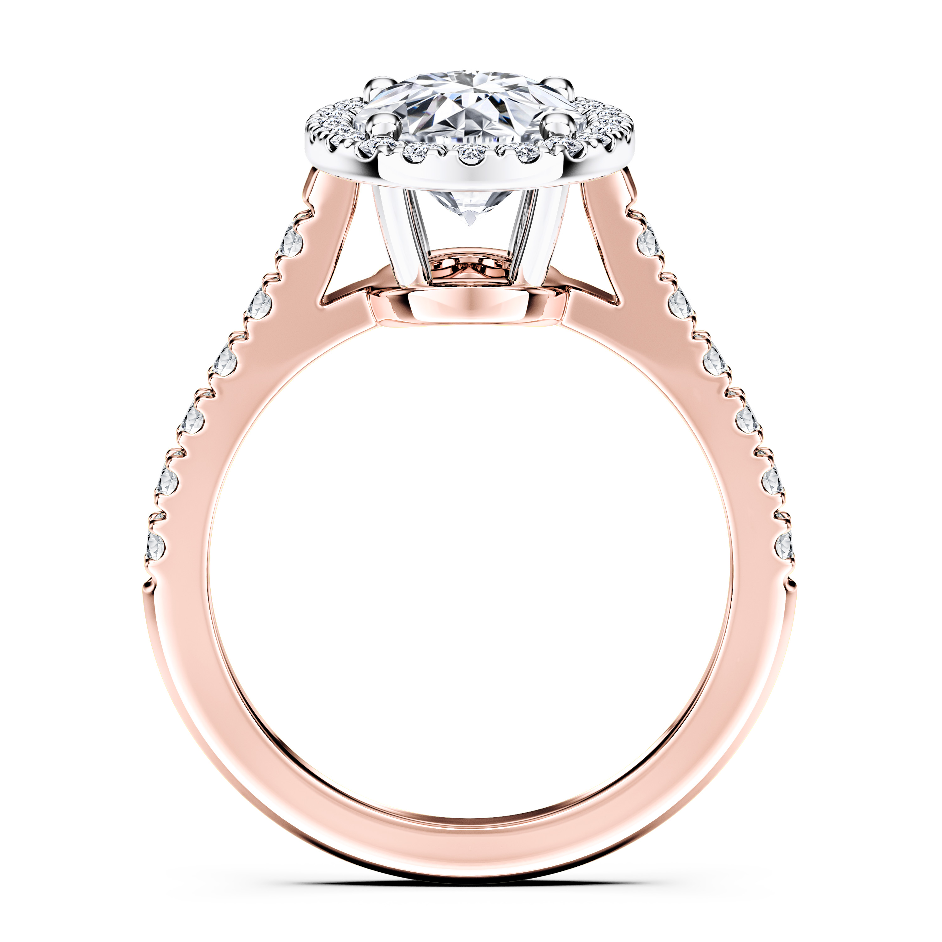 Celestial Halo Diamond Engagement Ring in 18ct Rose Gold with Oval Centre Stone Alternate shot 4