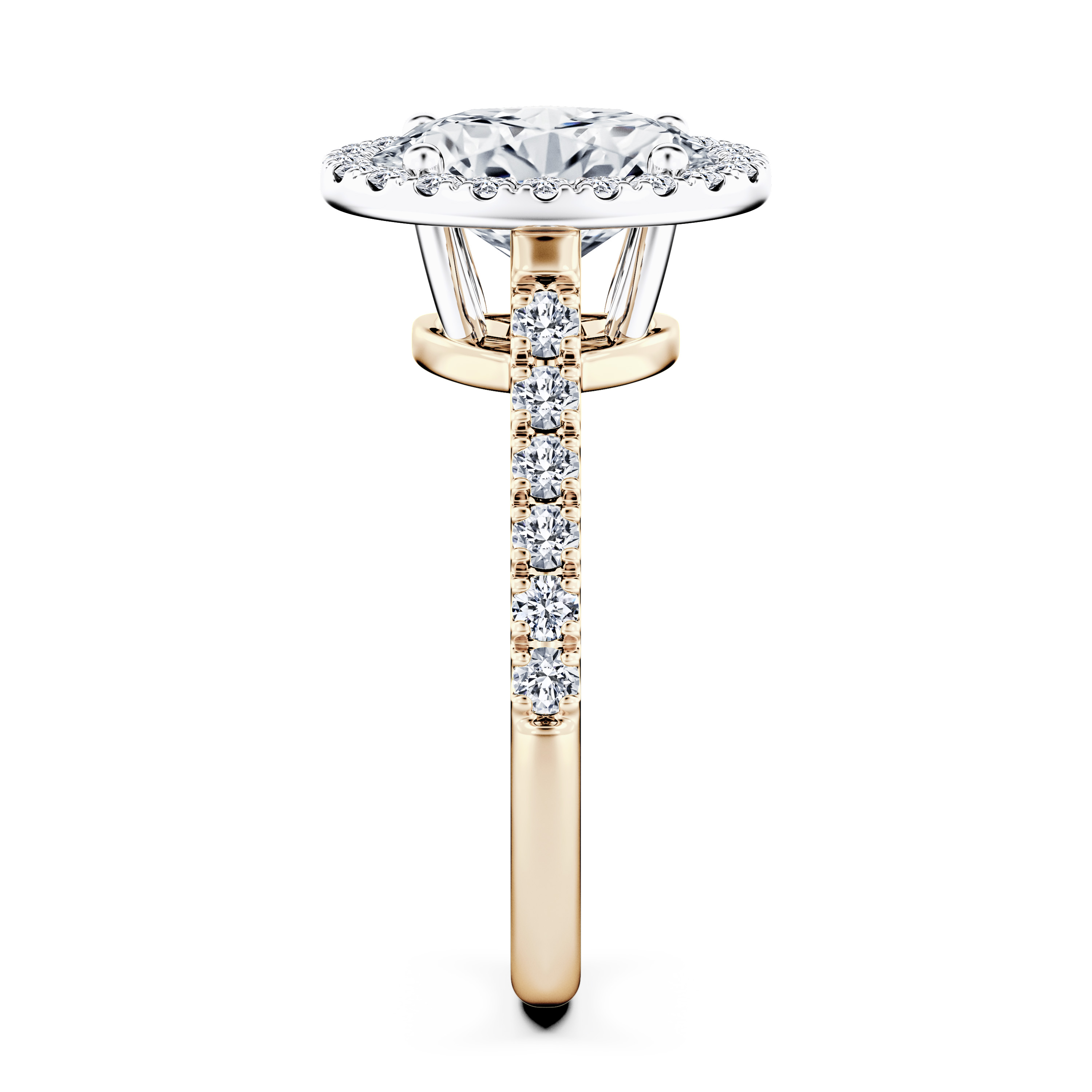 Celestial Halo Diamond Engagement Ring in 18ct Yellow Gold with Oval Centre Stone Alternate shot 3
