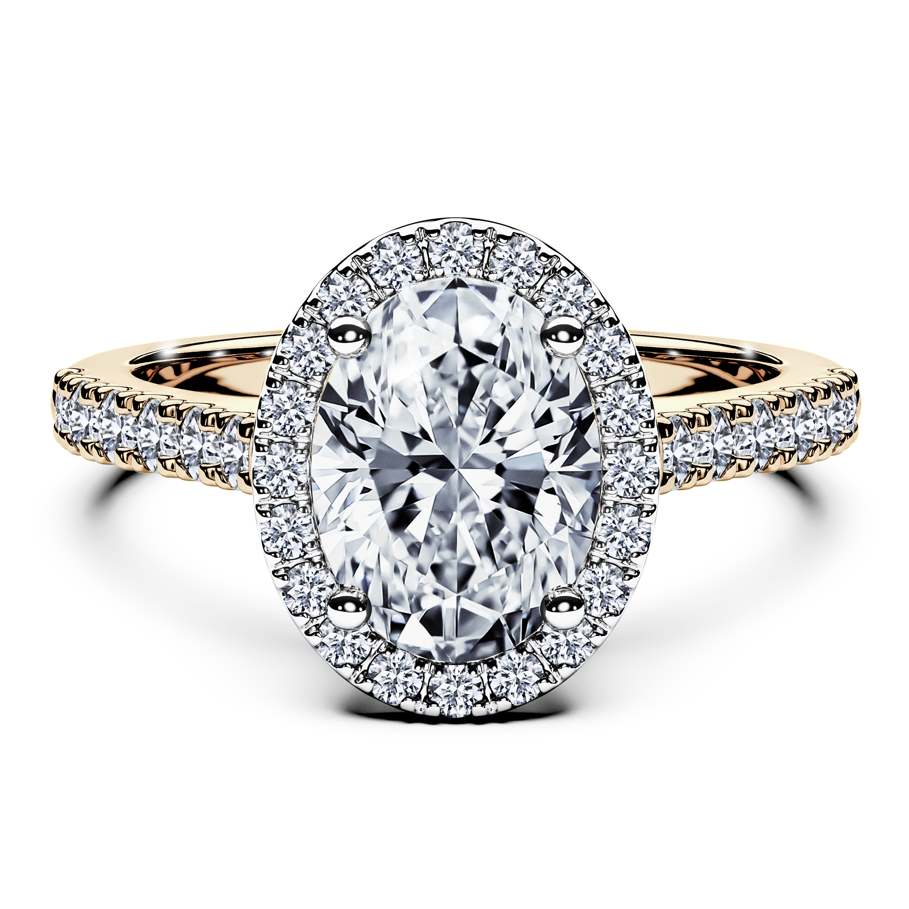 Halo, 18ct Yellow Gold Diamond Engagement Ring Celestial Halo Ring Oval