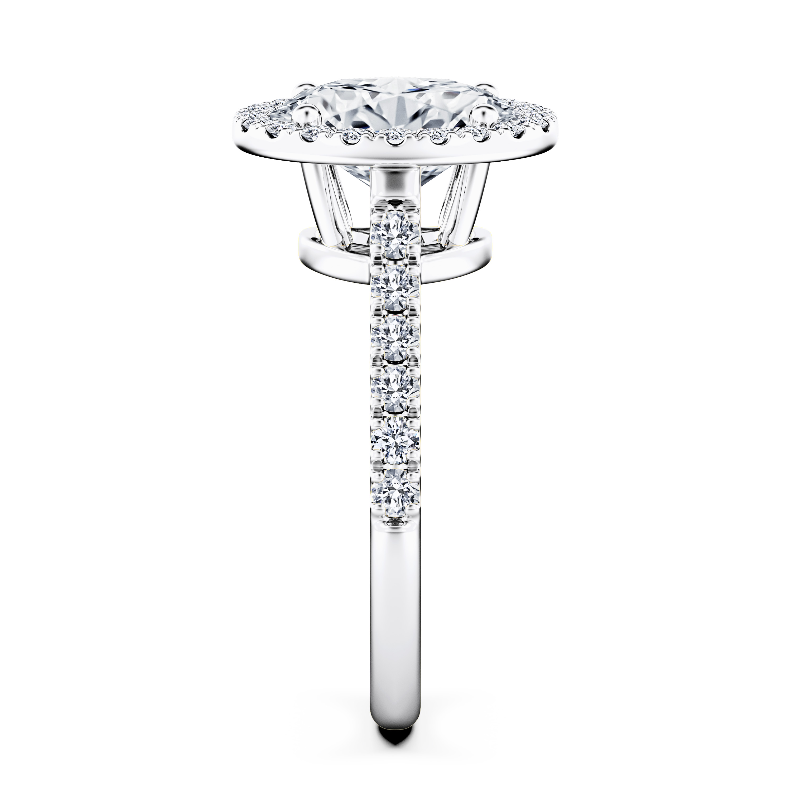Celestial Halo Diamond Engagement Ring in 18ct White Gold with Oval Centre Stone Alternate shot 3