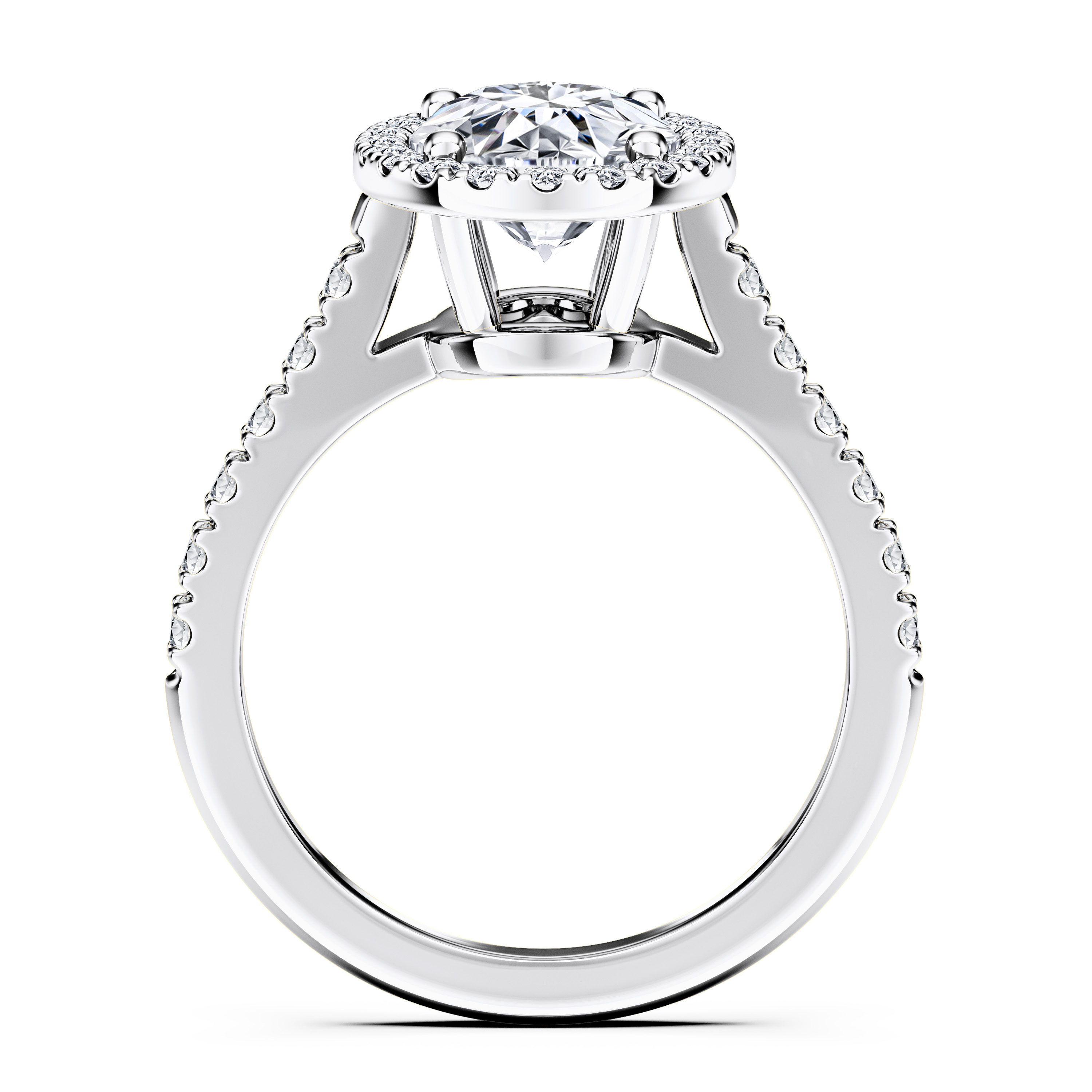 Celestial Halo Diamond Engagement Ring in 18ct White Gold with Oval Centre Stone Alternate shot 4