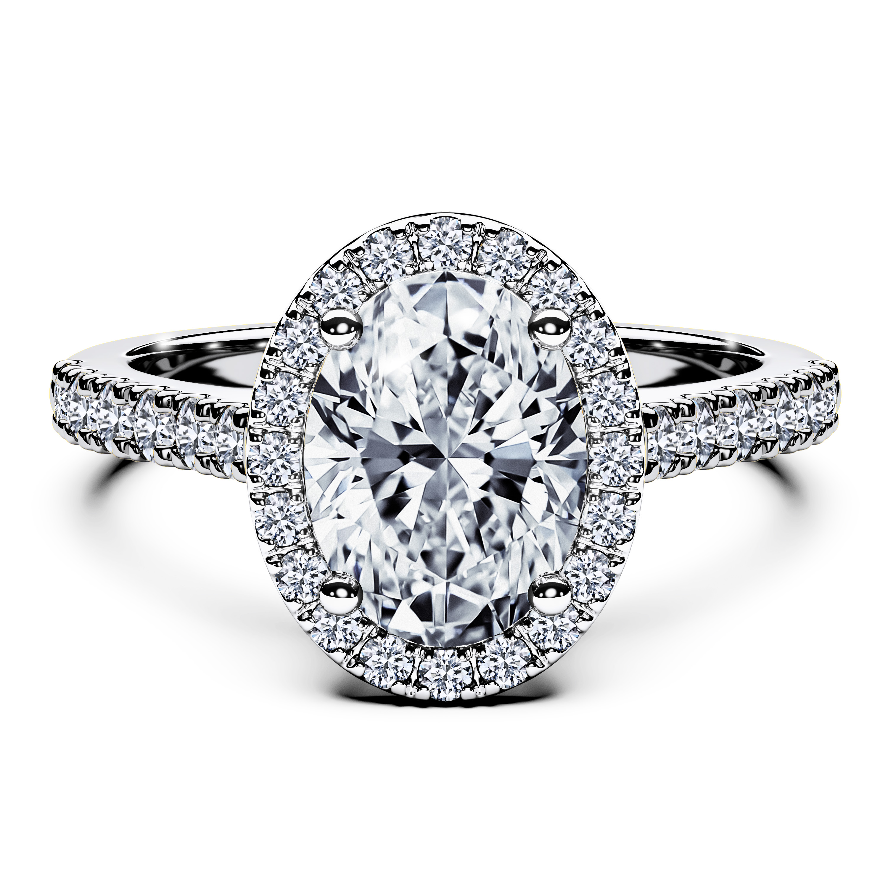 Celestial Halo Diamond Engagement Ring in Platinum with Oval Centre Stone Alternate shot 2