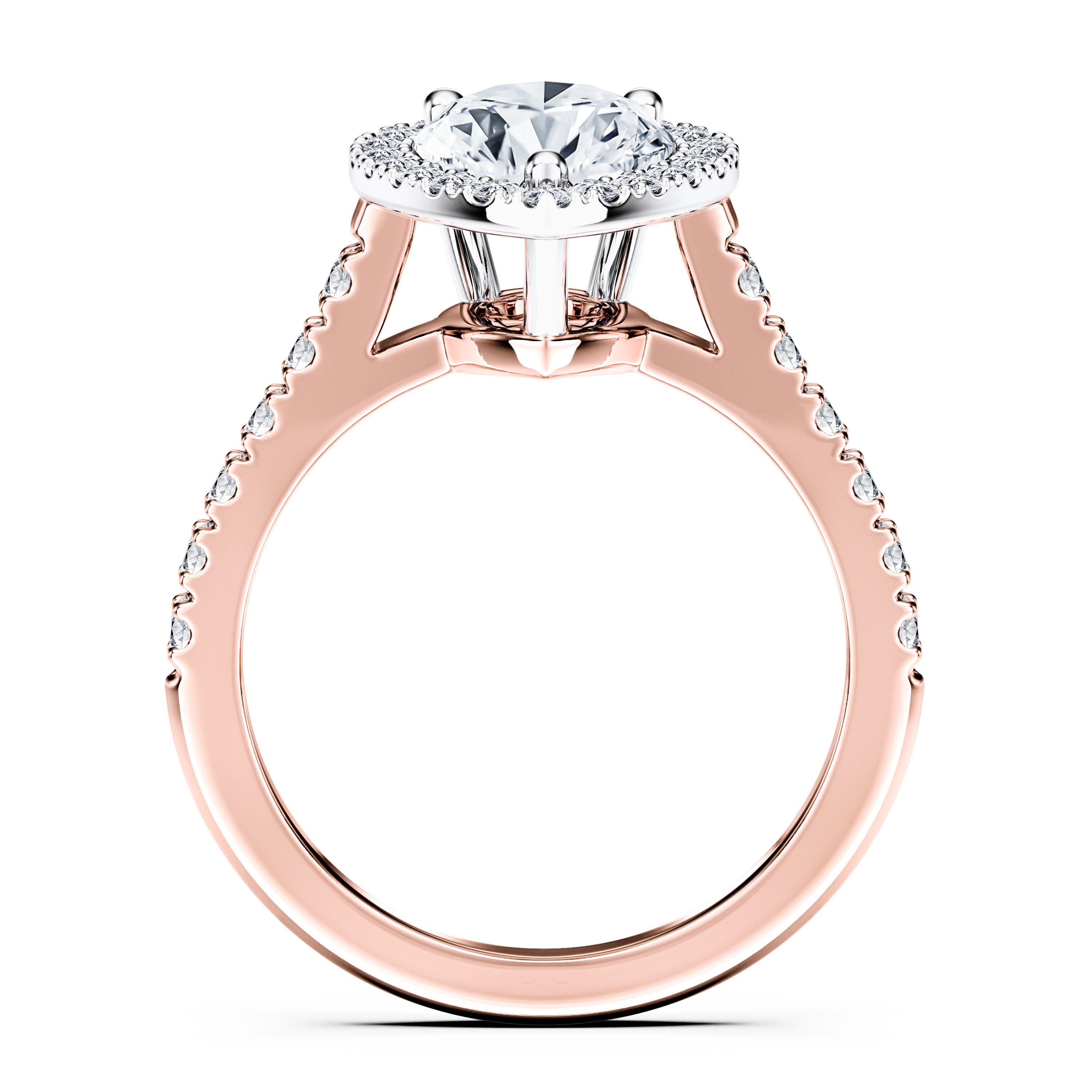 Celestial Halo Diamond Engagement Ring in 18ct Rose Gold with Pear Centre Stone Alternate shot 4
