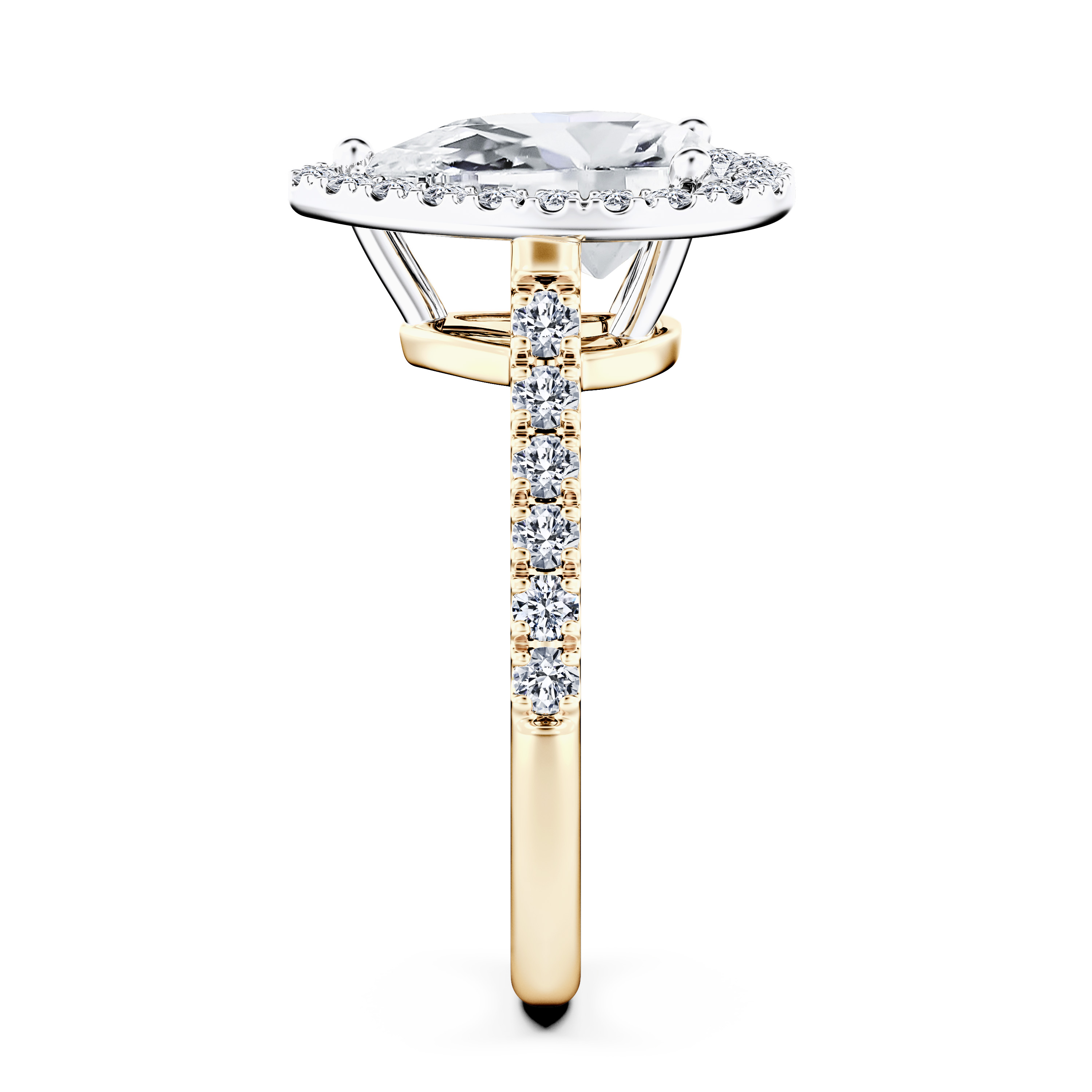 Celestial Halo Diamond Engagement Ring in 18ct Yellow Gold with Pear Centre Stone Alternate shot 3