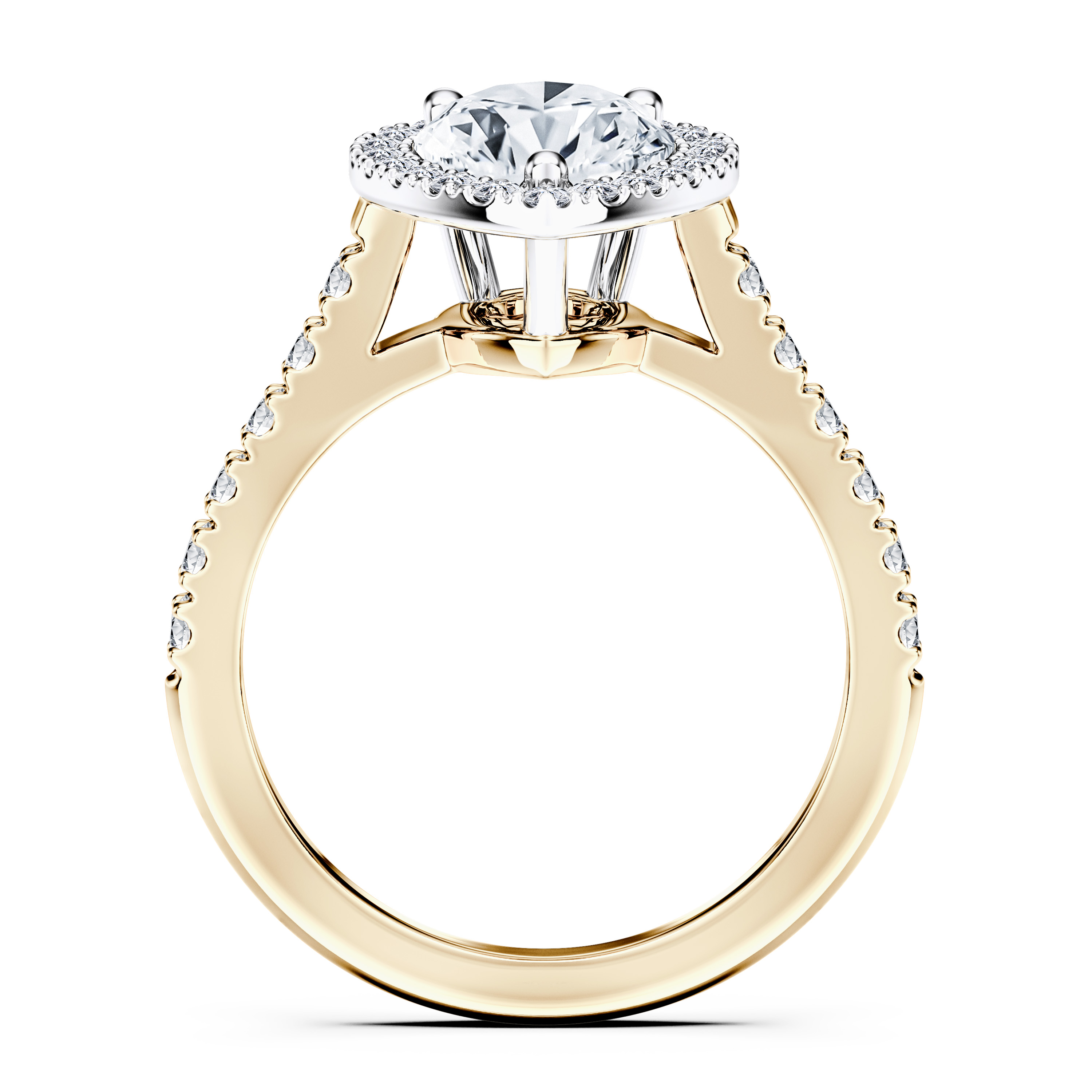 Celestial Halo Diamond Engagement Ring in 18ct Yellow Gold with Pear Centre Stone Alternate shot 4