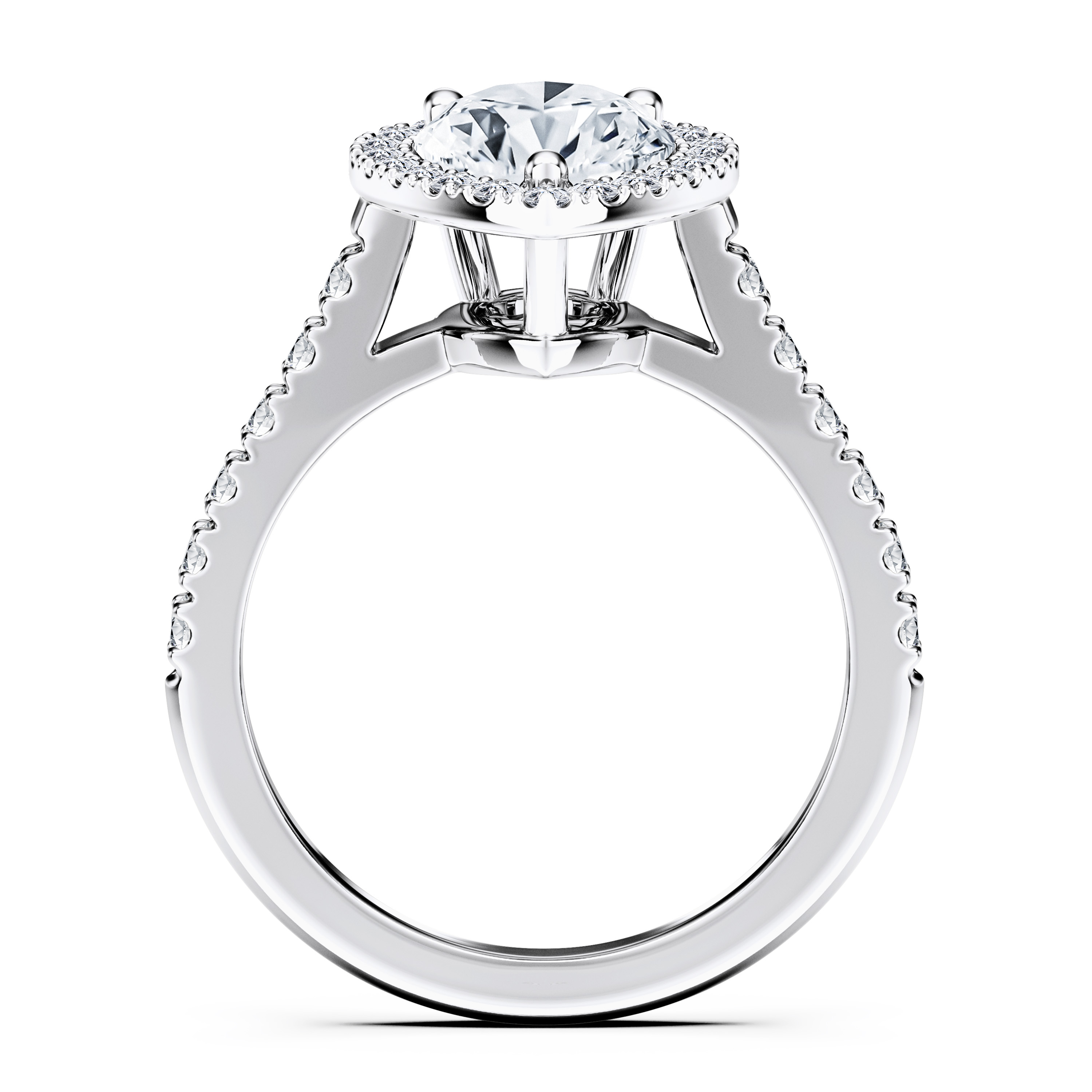 Celestial Halo Diamond Engagement Ring in 18ct White Gold with Pear Centre Stone Alternate shot 4