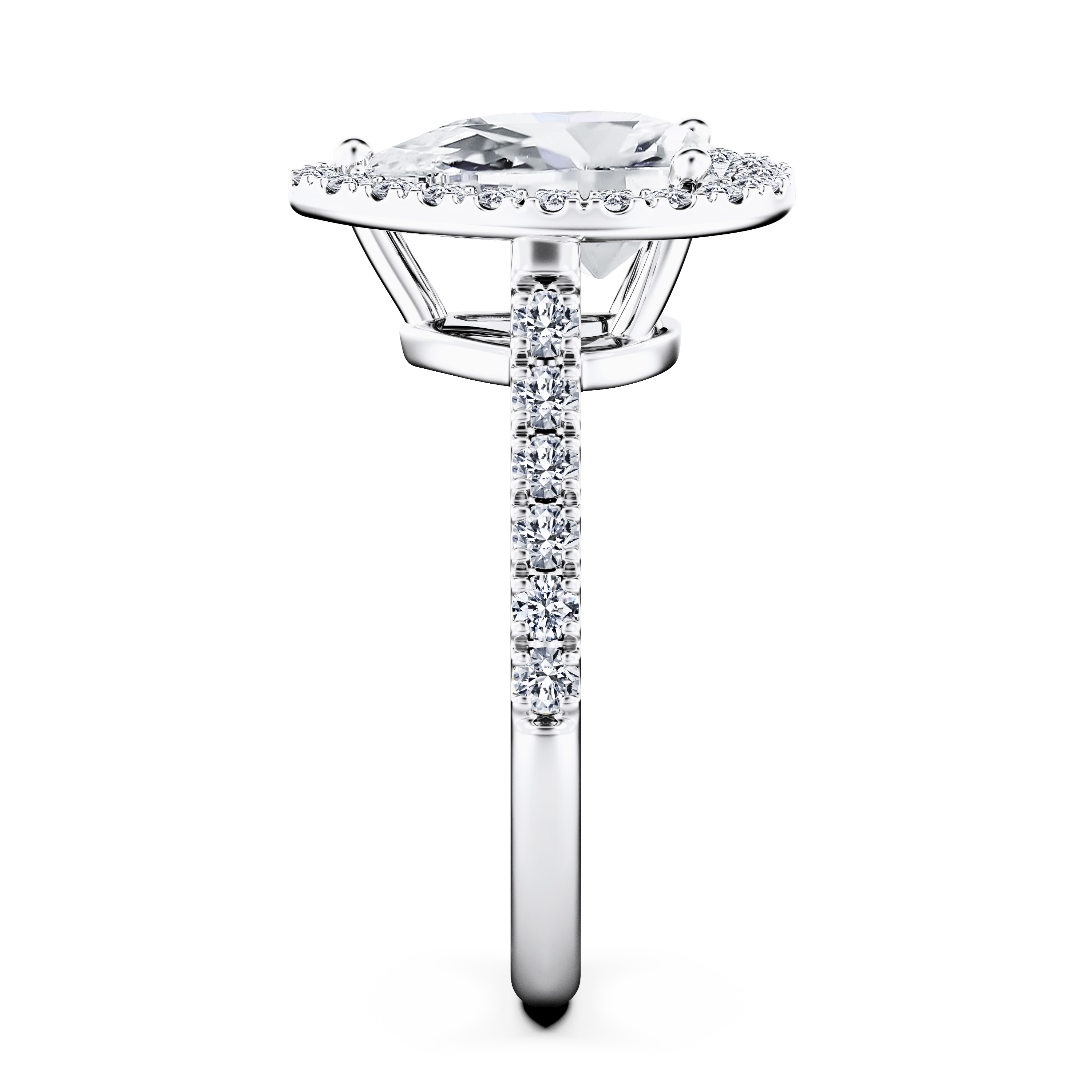 Celestial Halo Diamond Engagement Ring in Platinum with Pear Centre Stone Alternate shot 3