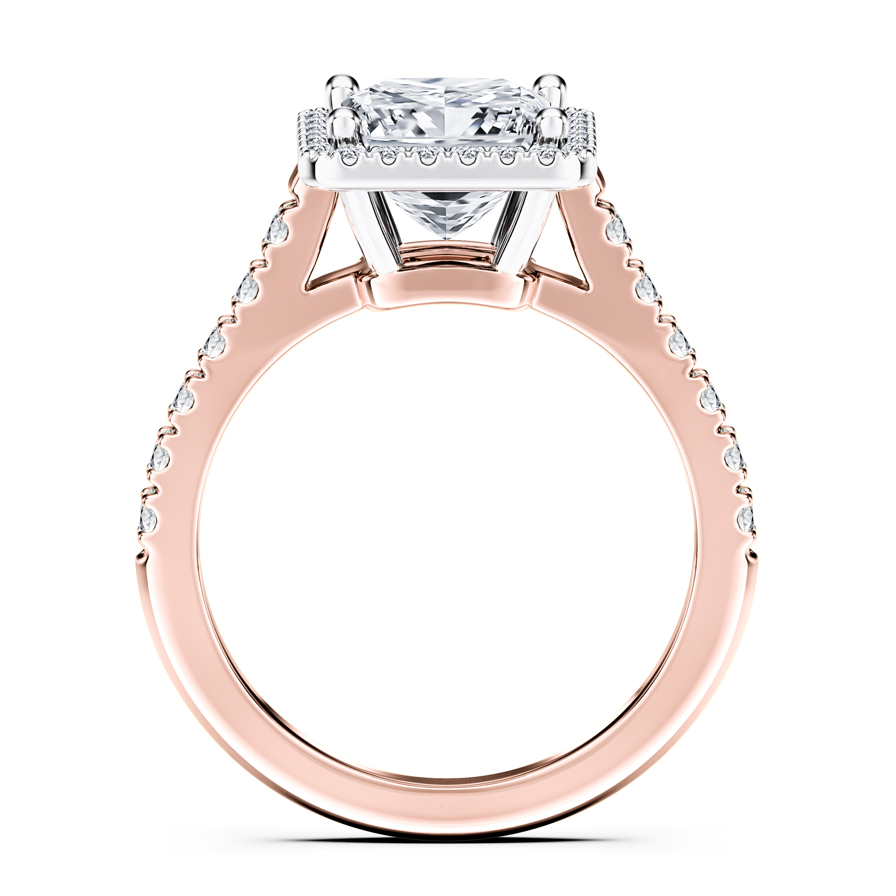 Celestial Halo Diamond Engagement Ring in 18ct Rose Gold with Princess Centre Stone Alternate shot 4