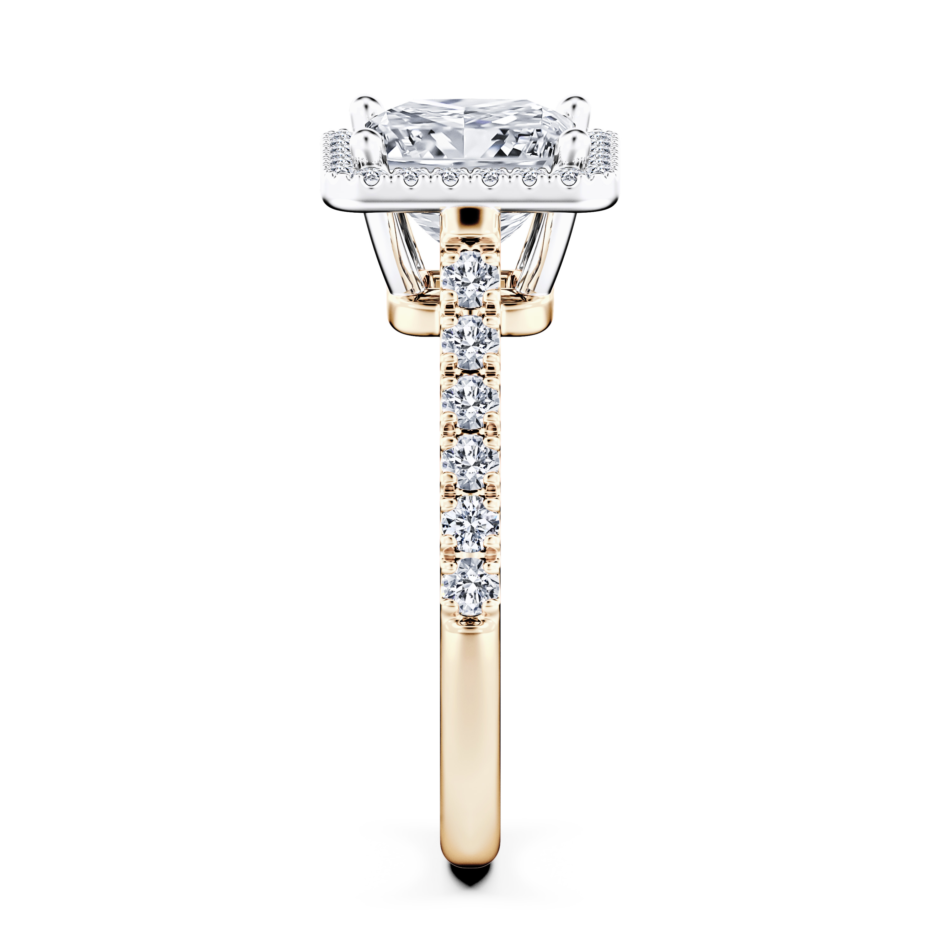 Celestial Halo Diamond Engagement Ring in 18ct Yellow Gold with Princess Centre Stone Alternate shot 3