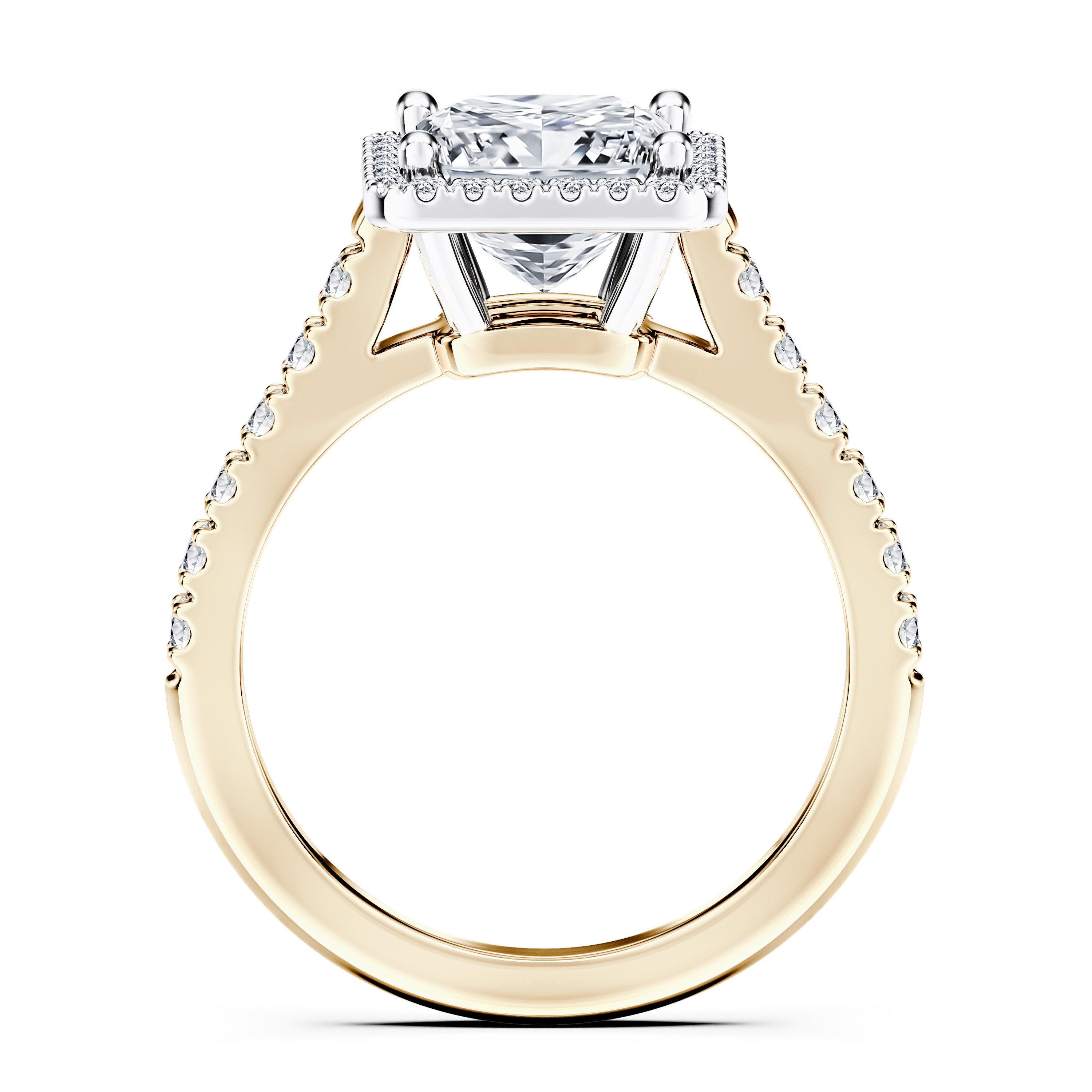 Celestial Halo Diamond Engagement Ring in 18ct Yellow Gold with Princess Centre Stone Alternate shot 4
