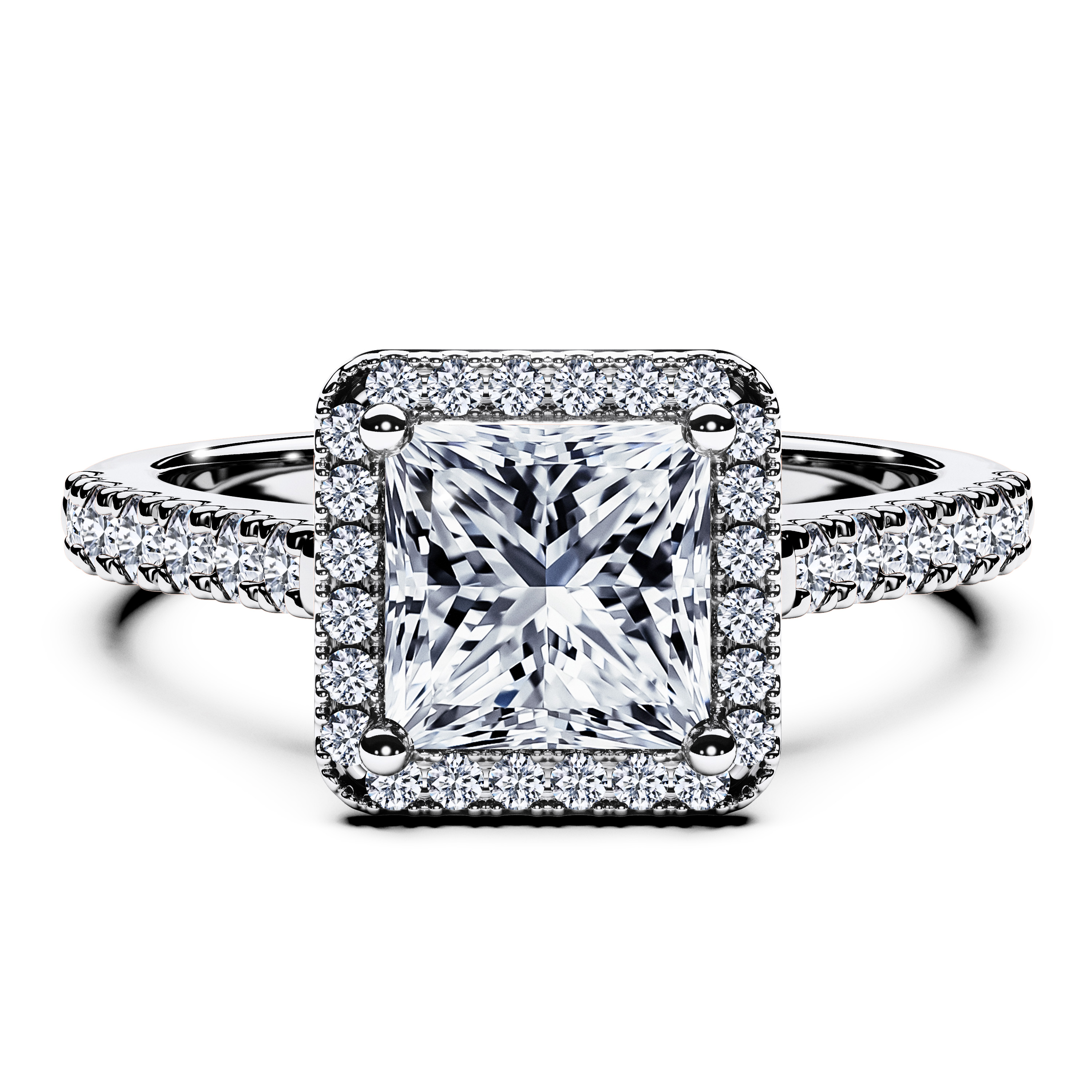 Celestial Halo Diamond Engagement Ring in Platinum with Princess Centre Stone Alternate shot 2