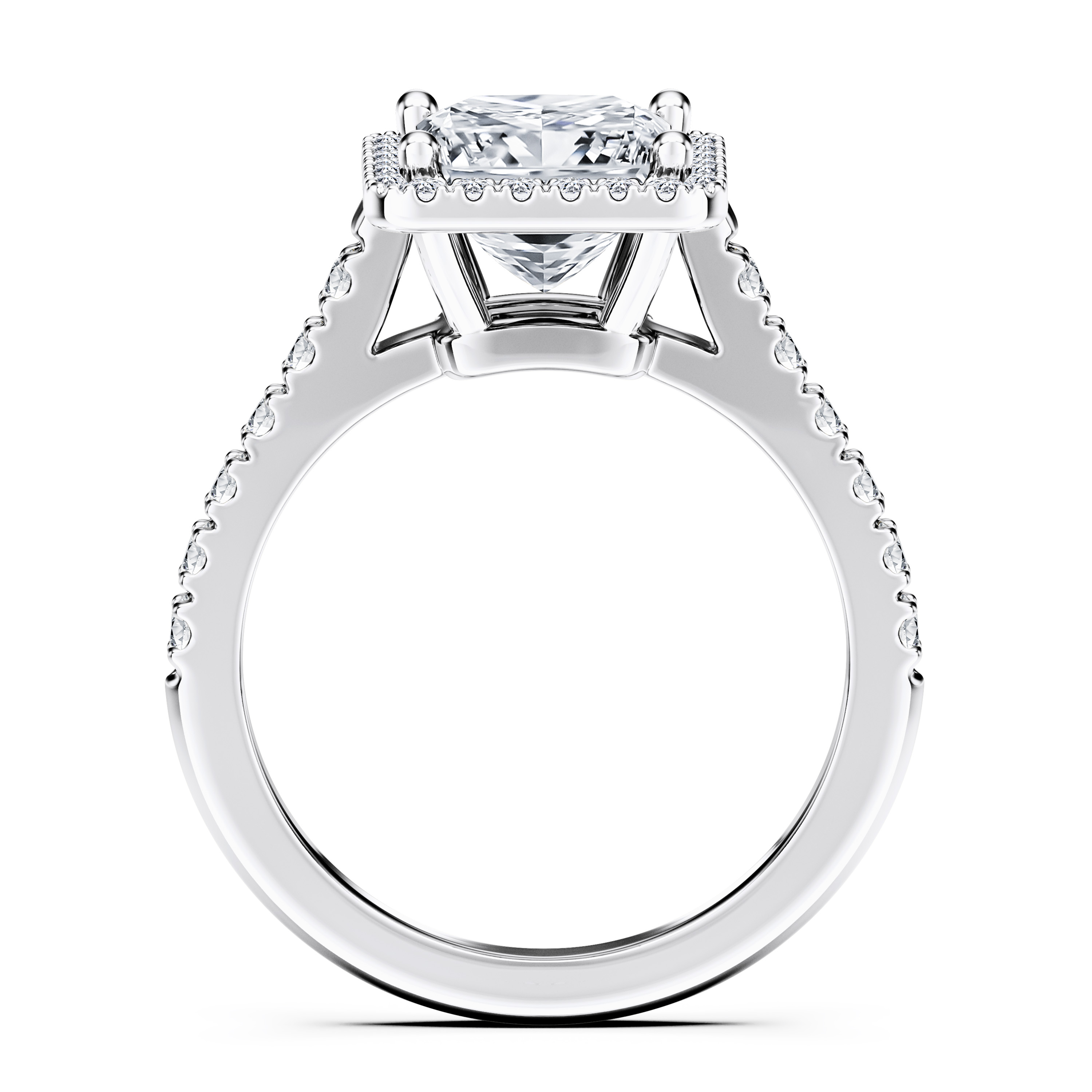 Celestial Halo Diamond Engagement Ring in Platinum with Princess Centre Stone Alternate shot 4