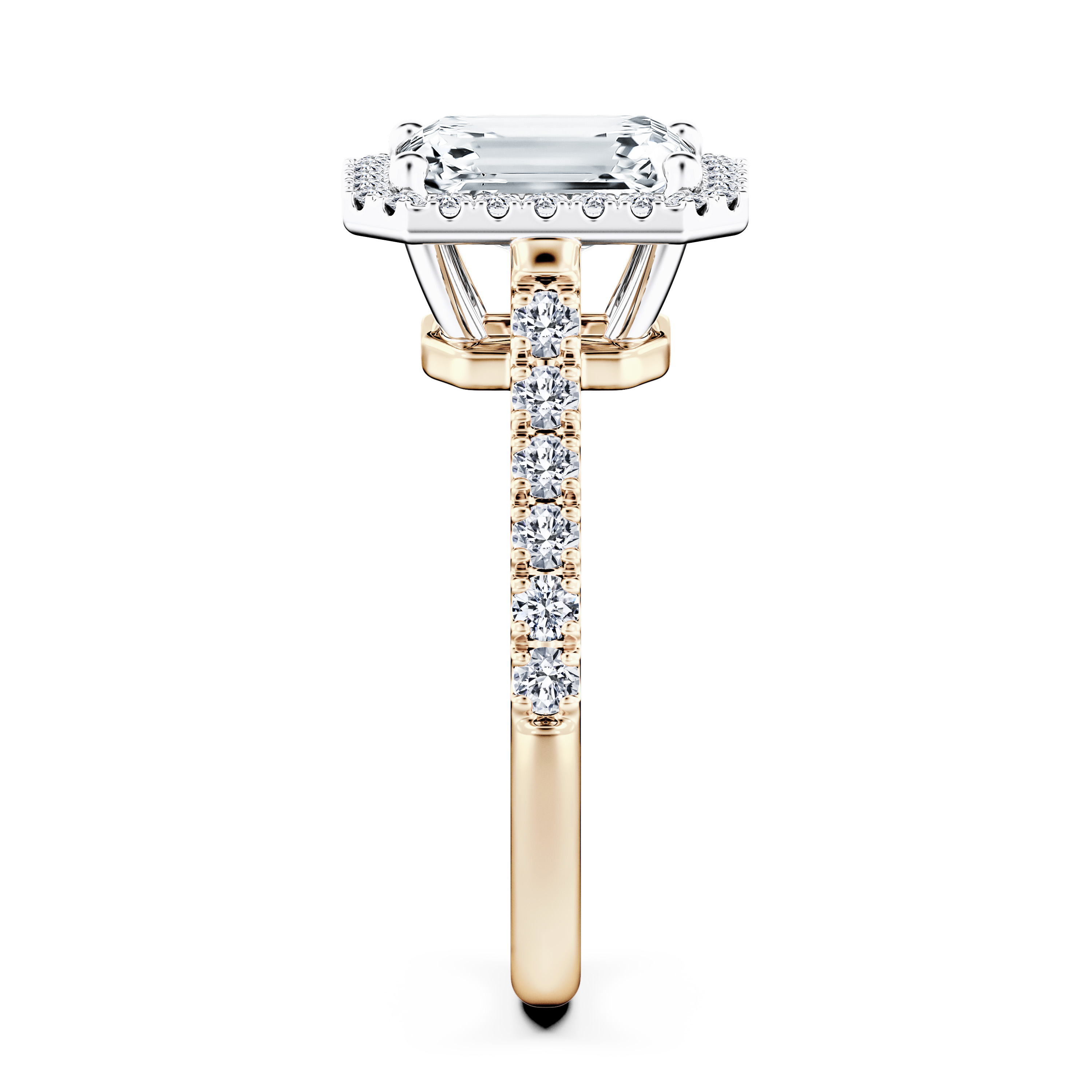 Celestial Halo Diamond Engagement Ring in 18ct Yellow Gold with Radiant Centre Stone Alternate shot 3