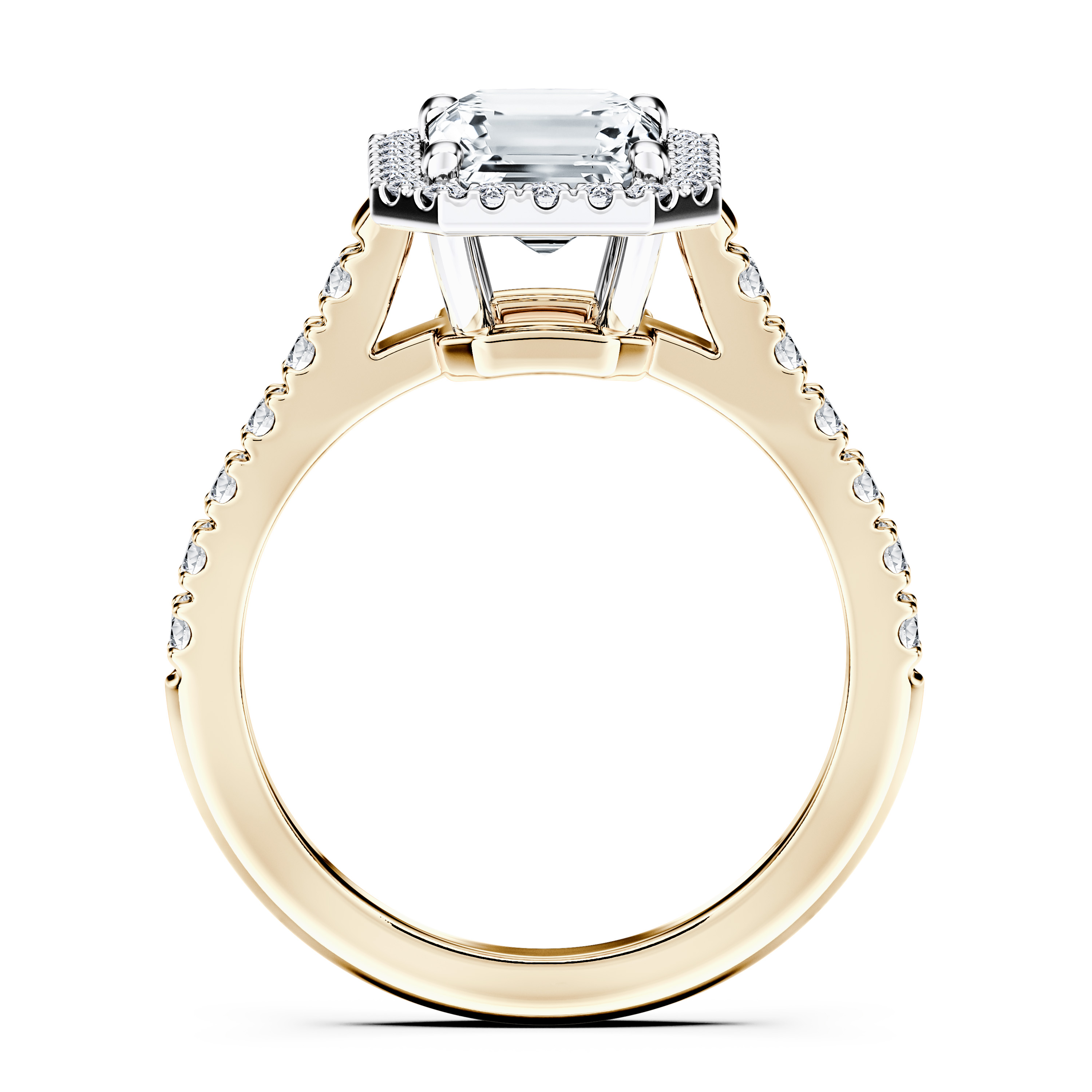 Celestial Halo Diamond Engagement Ring in 18ct Yellow Gold with Radiant Centre Stone Alternate shot 4