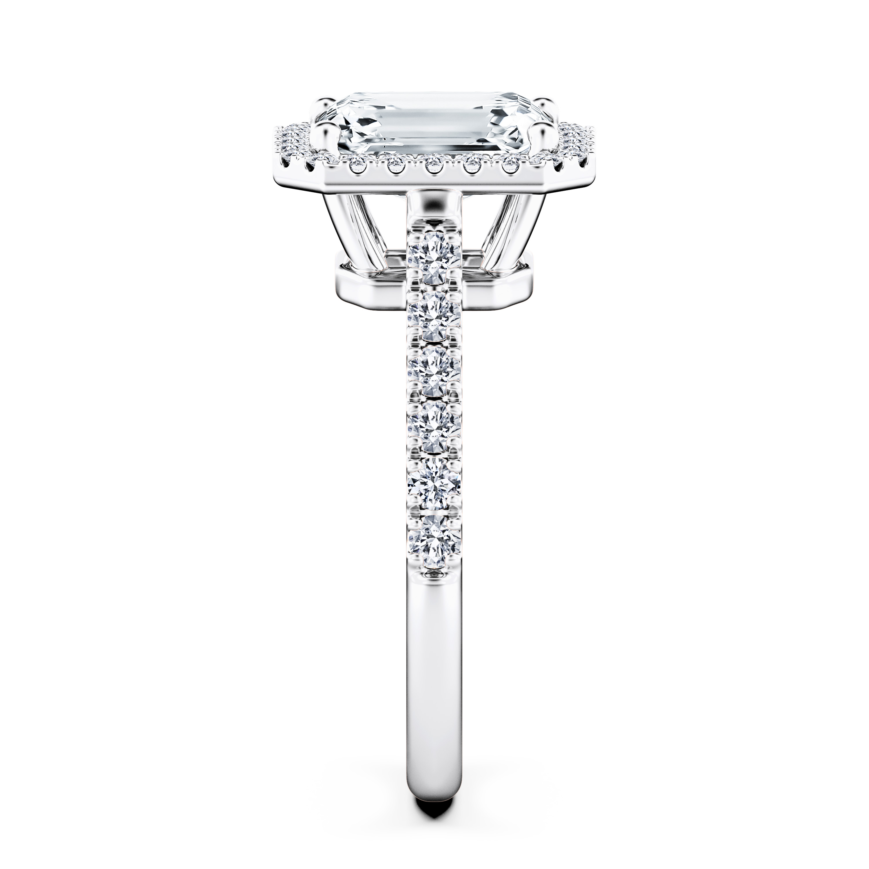 Celestial Halo Diamond Engagement Ring in 18ct White Gold with Radiant Centre Stone Alternate shot 3