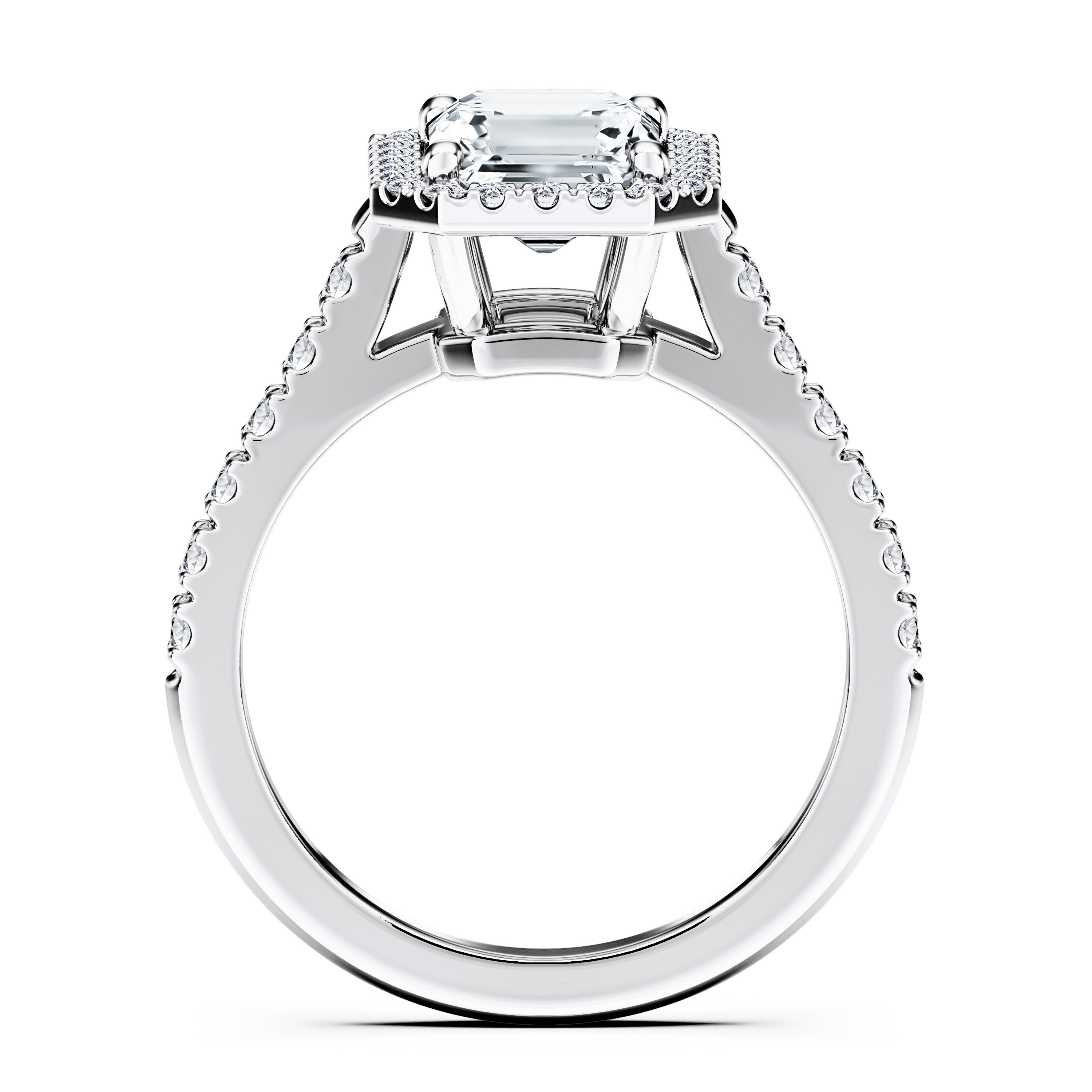 Celestial Halo Diamond Engagement Ring in 18ct White Gold with Radiant Centre Stone Alternate shot 4