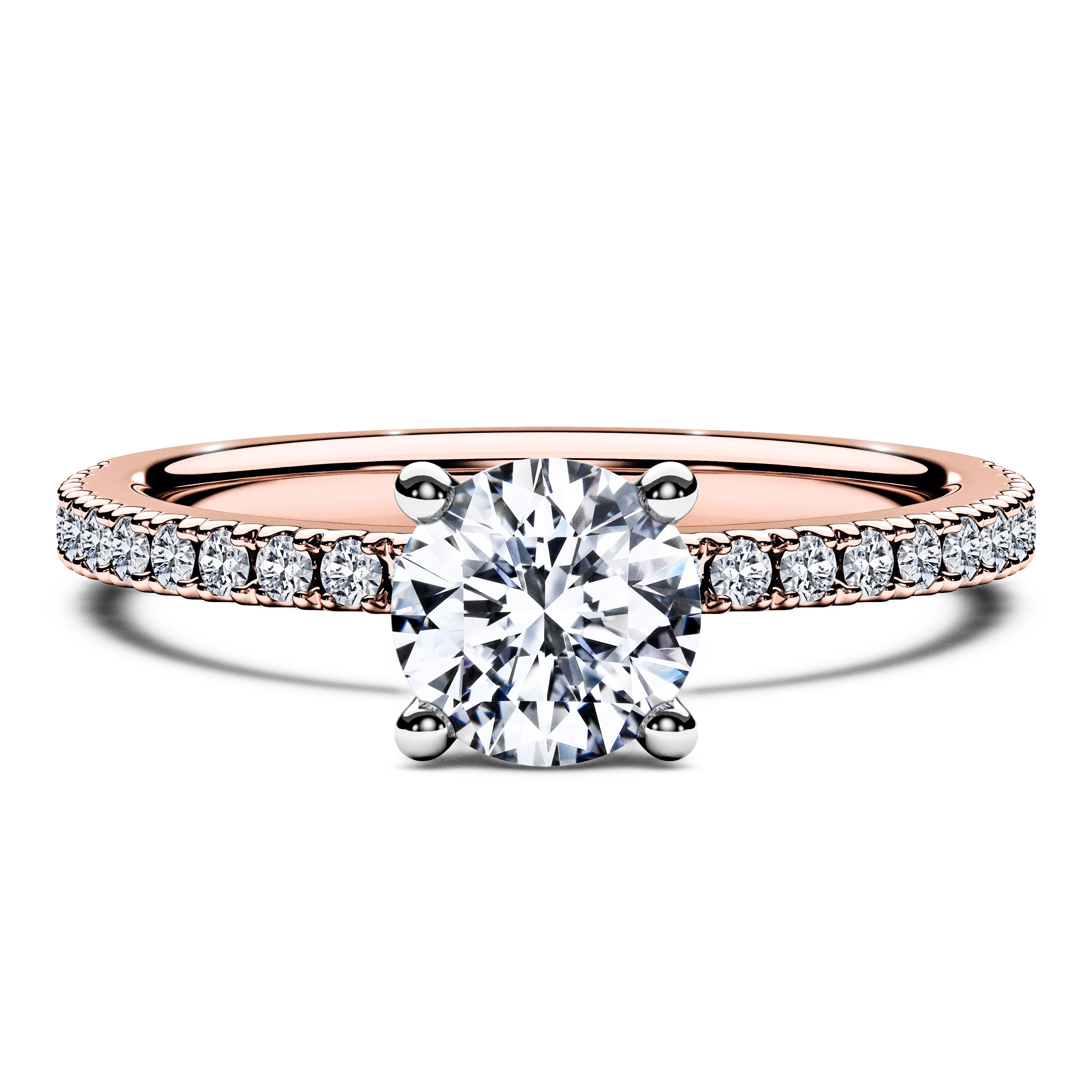 Side Stones, 18ct Rose Gold Diamond Engagement Ring Euphoria Side Stones Ring Round