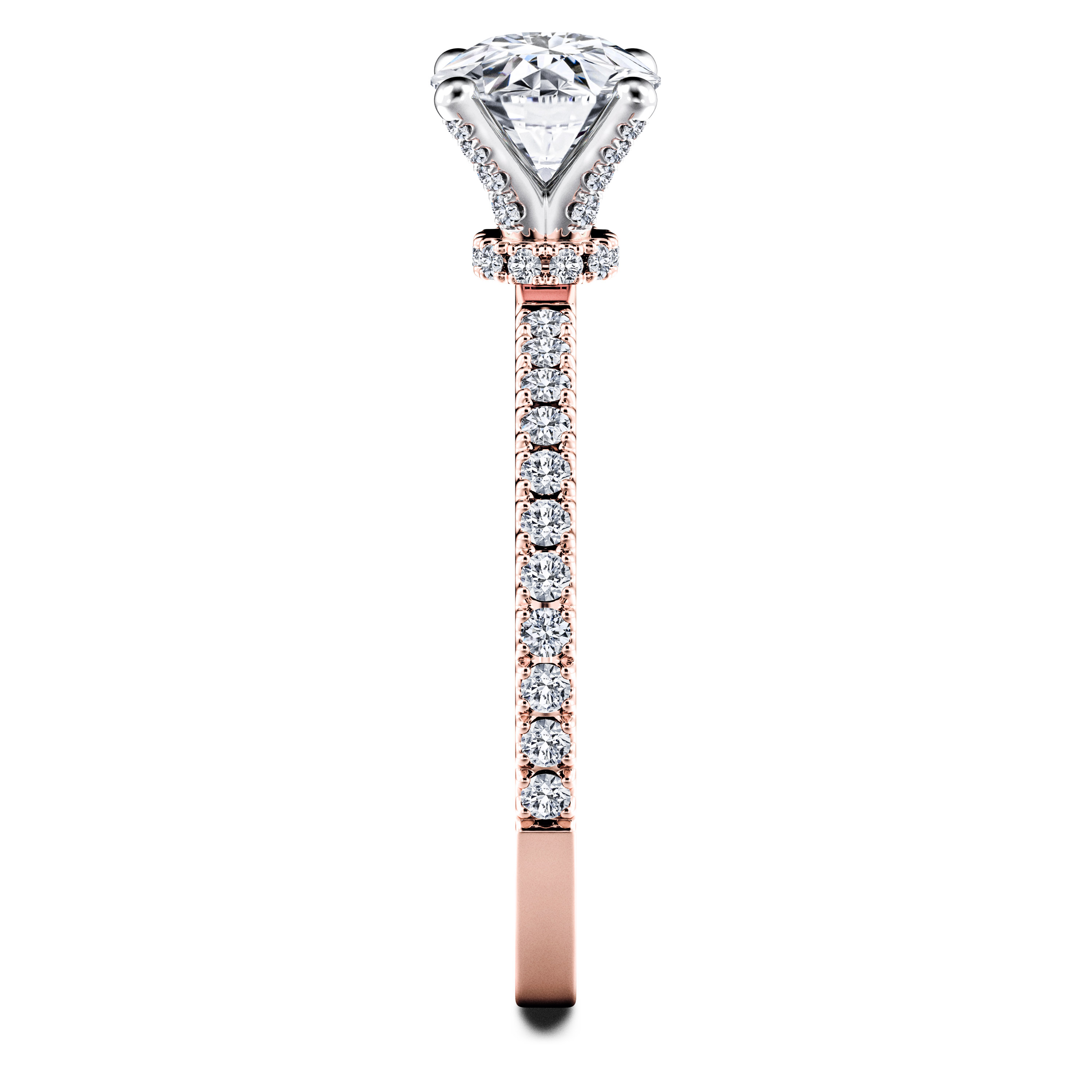 Euphoria Side Stones Diamond Engagement Ring in 18ct Rose Gold with Round Centre Stone Alternate shot 3