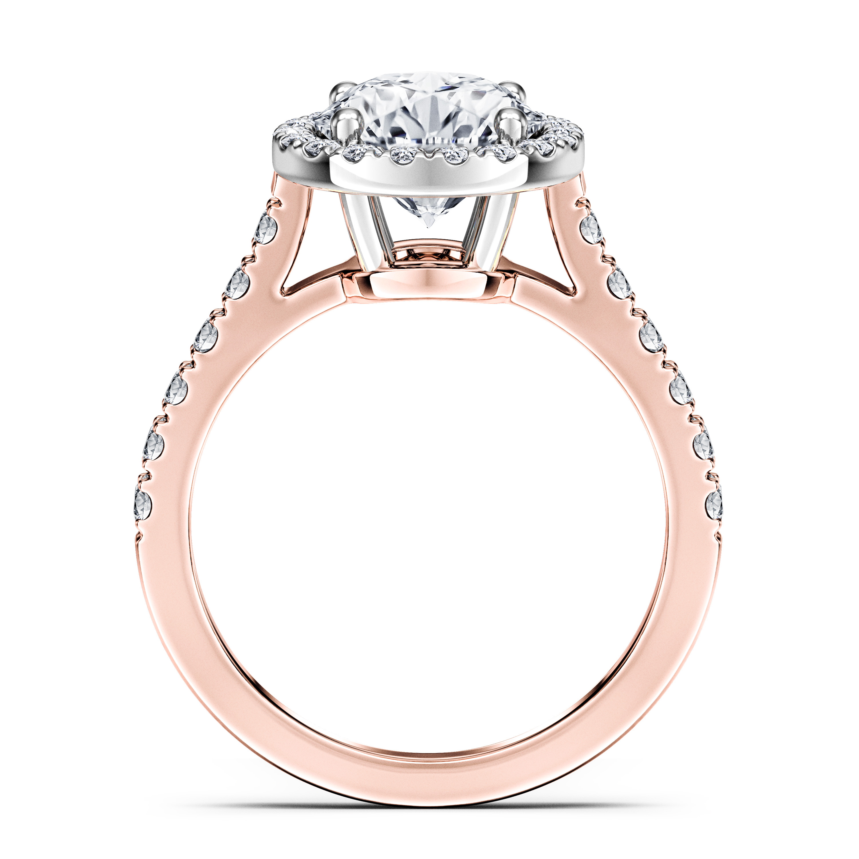 Celestial Halo Diamond Engagement Ring in 18ct Rose Gold with Round Centre Stone Alternate shot 4