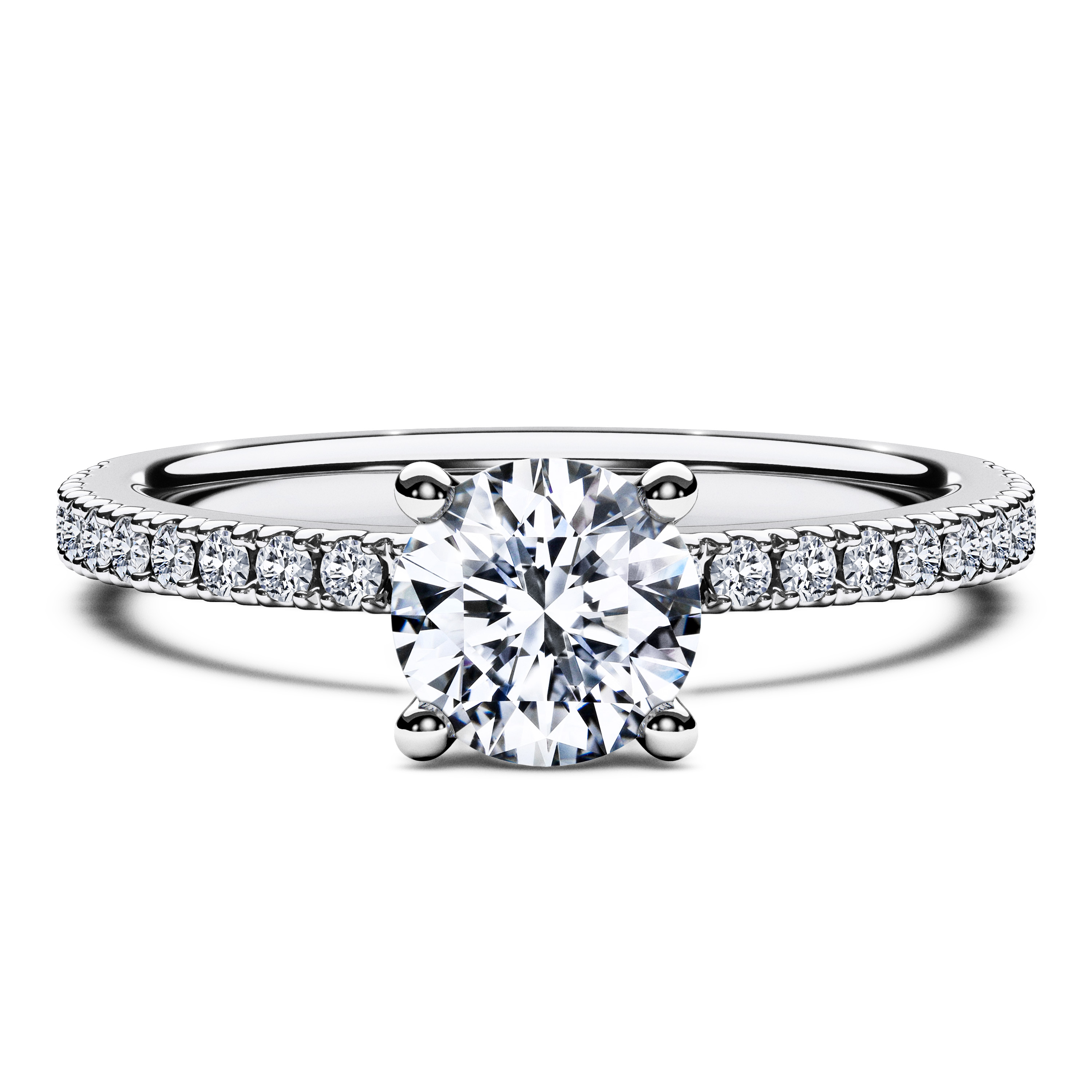 Side Stones, 18ct White Gold Diamond Engagement Ring Euphoria Side Stones Ring Round