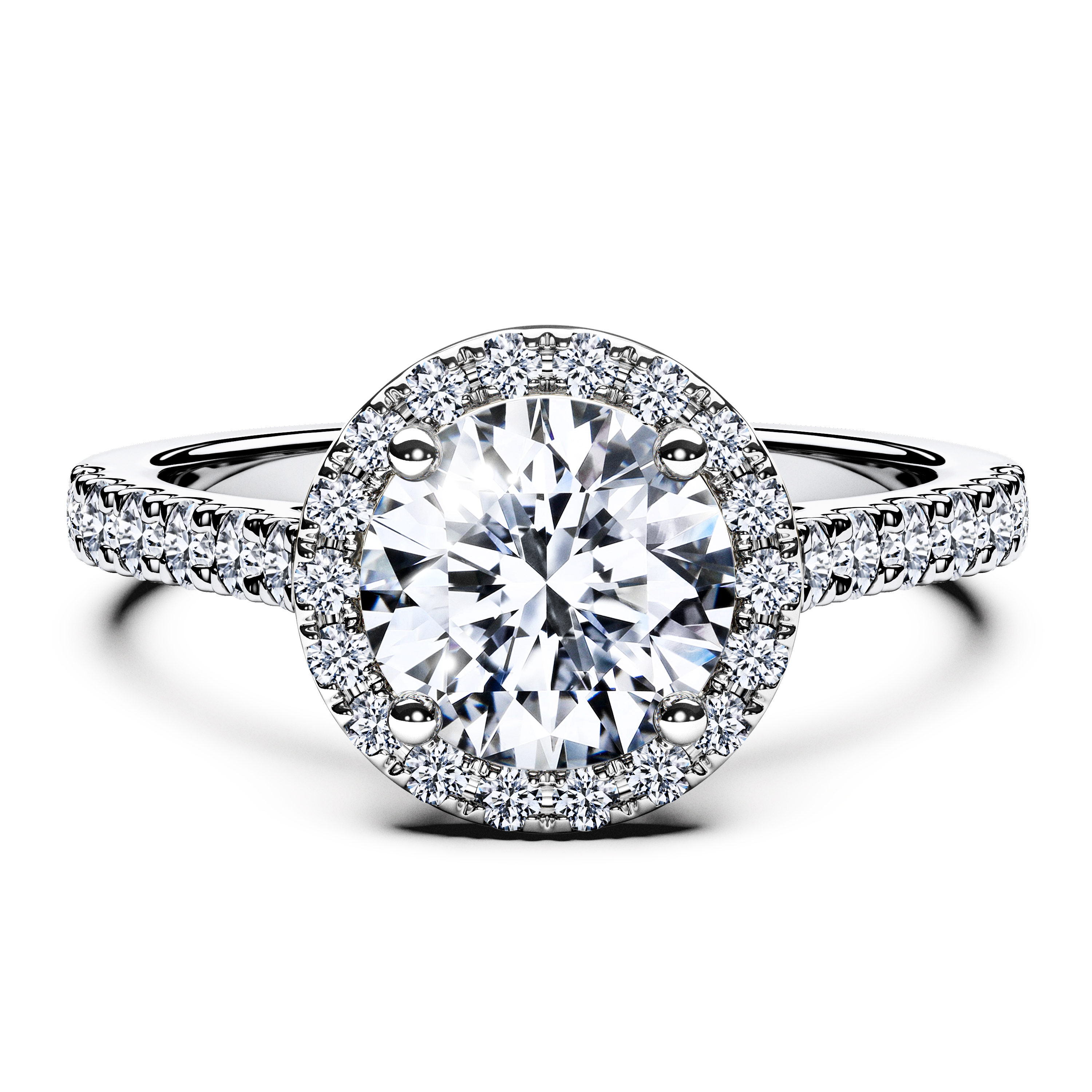 Halo, Platinum Diamond Engagement Ring Celestial Halo Ring Round