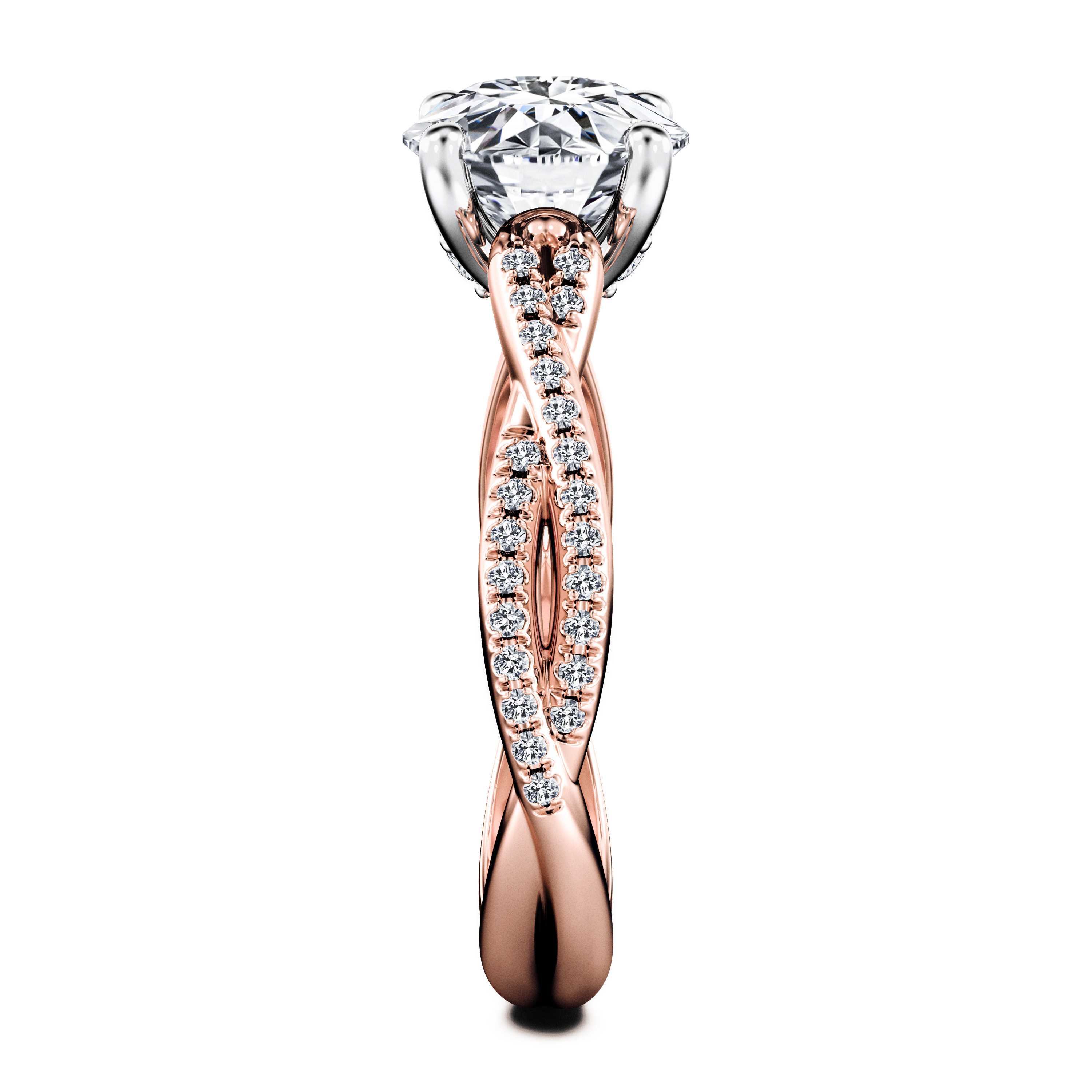 Etheral Side Stones Diamond Engagement Ring in 18ct Rose Gold with Round Centre Stone Alternate shot 3